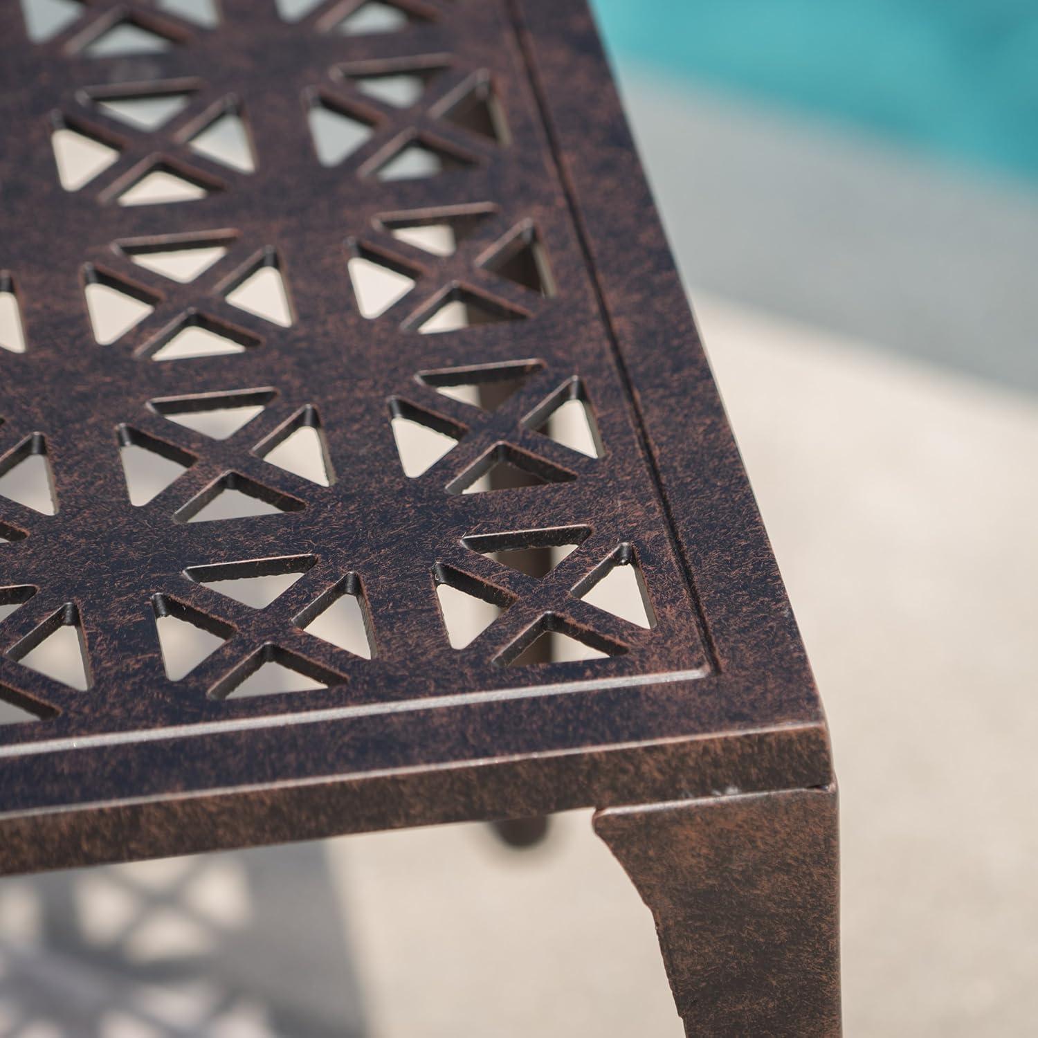 imageChristopher Knight Home Kai Outdoor 18quot Cast Aluminum Side Table Bronze FinishedClassic