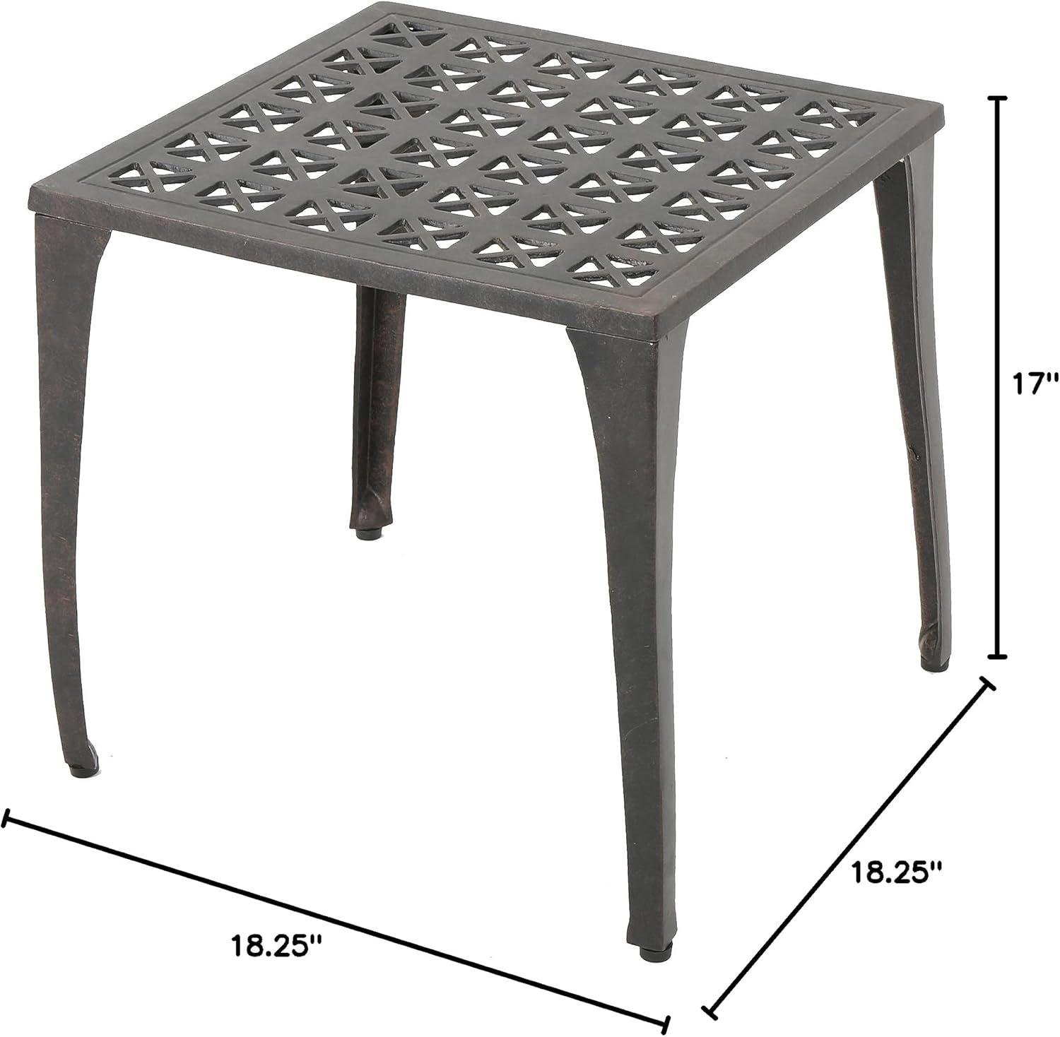 imageChristopher Knight Home Kai Outdoor 18quot Cast Aluminum Side Table Bronze FinishedClassic