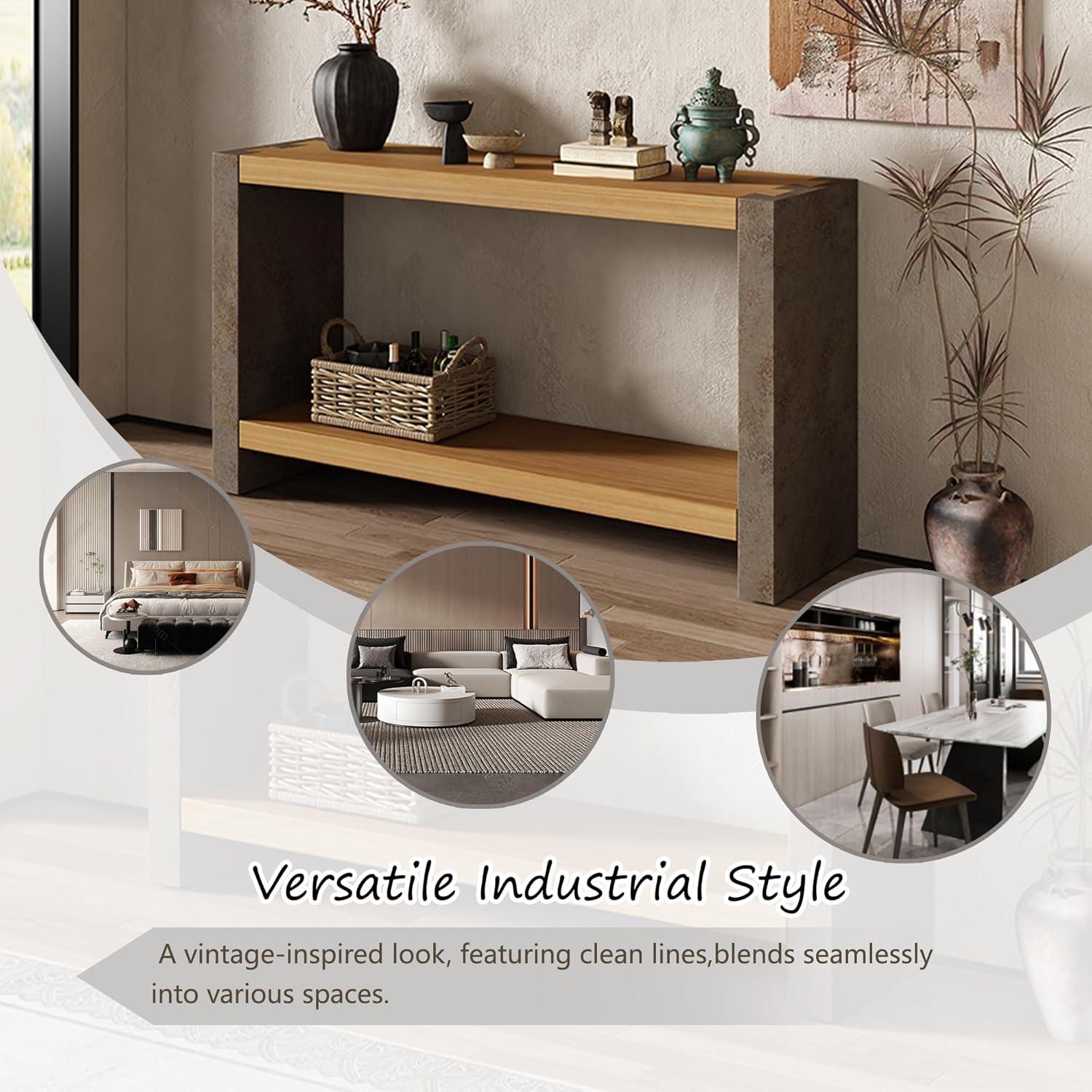 imageChristopher Knight Home Katary Narrow Console Table with Premium Wood Veneer Retro Indoor Accent Table for Entry Way MDF Wood Display Table for Home Decoration Hallway Living Room Brown