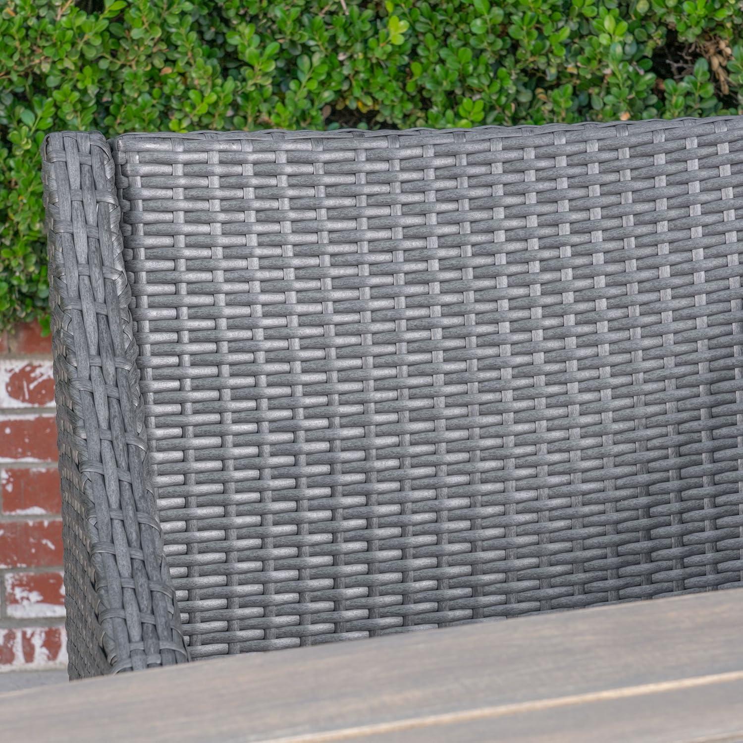 imageChristopher Knight Home Keen Outdoor 5 Piece Wood and Wicker Dining Set Gray FinishGray