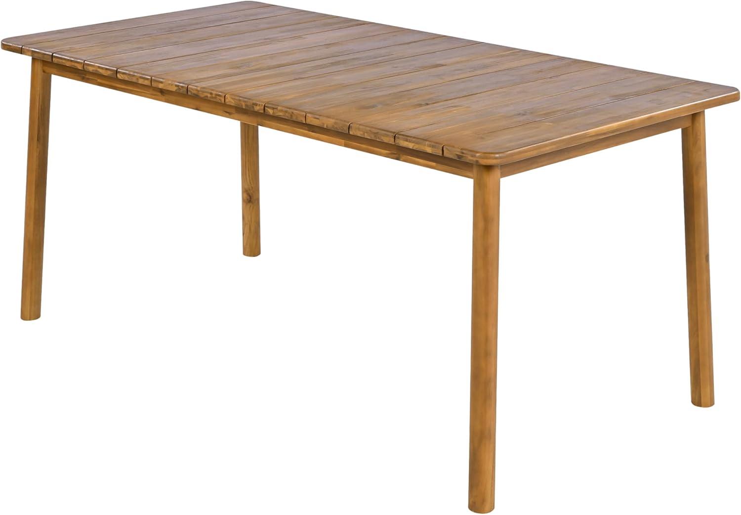 imageChristopher Knight Home Kegy 67quot Patio Acacia Wood Dining Table with Slatted Tabletop Outdoor Farmhouse Rectangular Dining Room Table for 6 Persons Teak