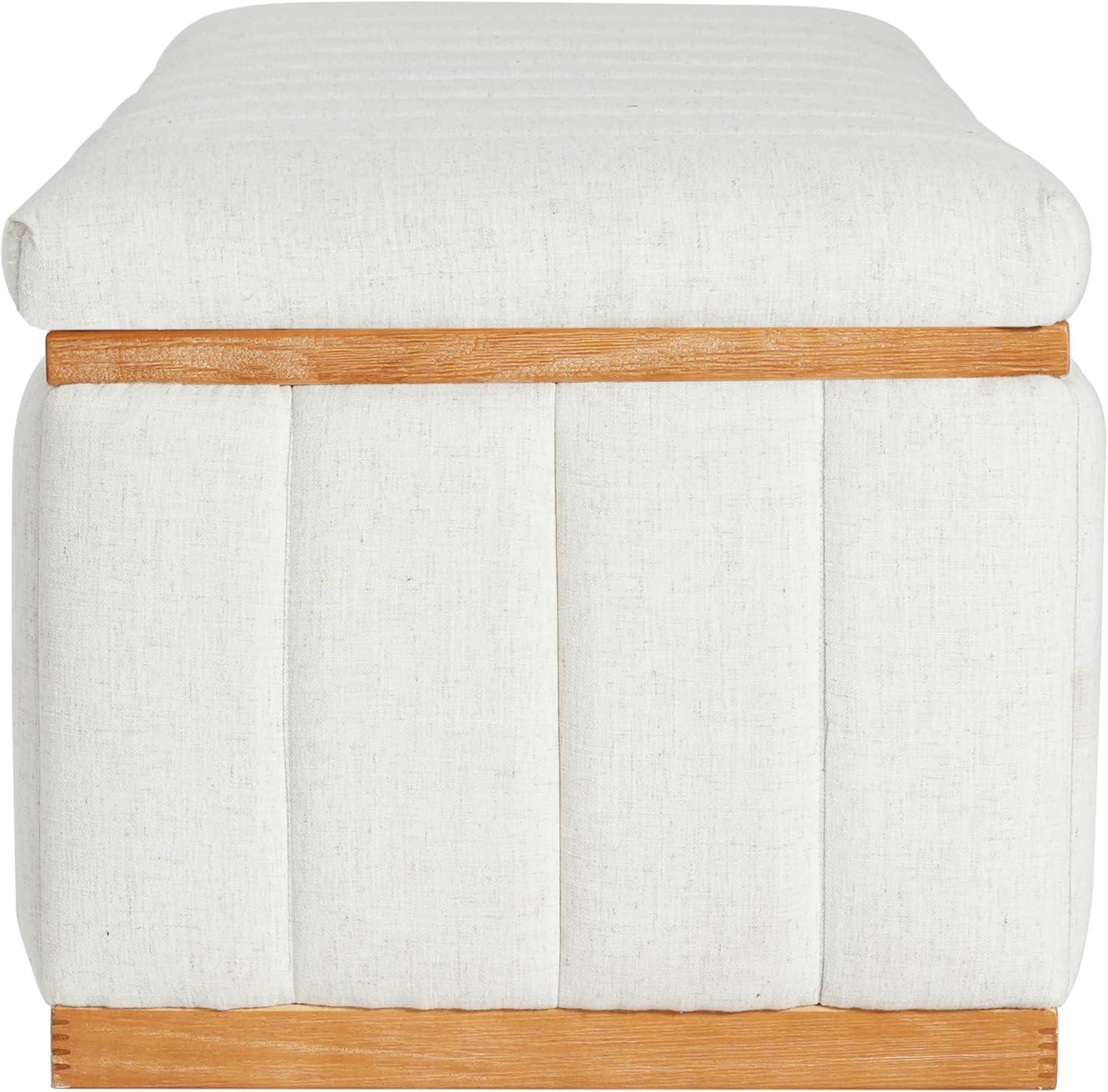 imageChristopher Knight Home Kira Living Room Ottoman with Storage Linen Upholstered Storage Ottoman Bench with ChannelTufted Design Wood Frame Sofa Foot Stool Bedroom End of Bed Bench Beige