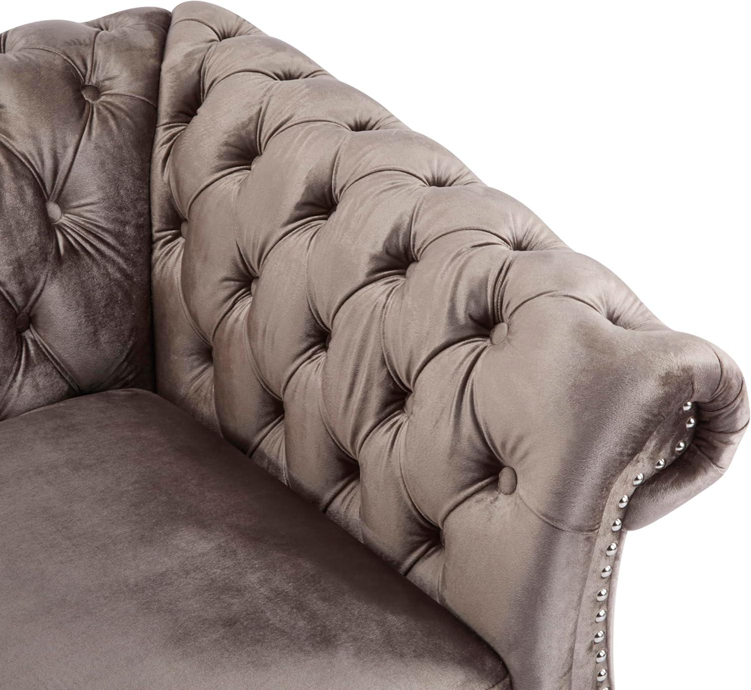 imageChristopher Knight Home Kitty Chesterfield Club Chair with Solid Wood Frame Velvet Upholstered Living Room Chair ButtonTufted Diamond Stitch Single Sofa Nailhead Accent Black Dark Brown