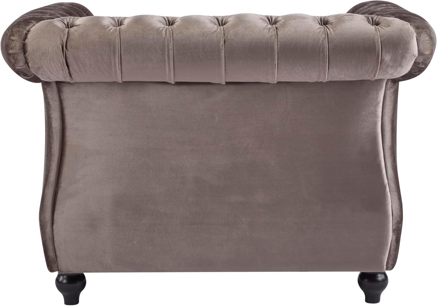 imageChristopher Knight Home Kitty Chesterfield Club Chair with Solid Wood Frame Velvet Upholstered Living Room Chair ButtonTufted Diamond Stitch Single Sofa Nailhead Accent Black Dark Brown