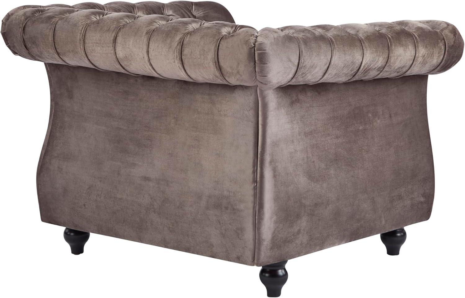 imageChristopher Knight Home Kitty Chesterfield Club Chair with Solid Wood Frame Velvet Upholstered Living Room Chair ButtonTufted Diamond Stitch Single Sofa Nailhead Accent Black Dark Brown