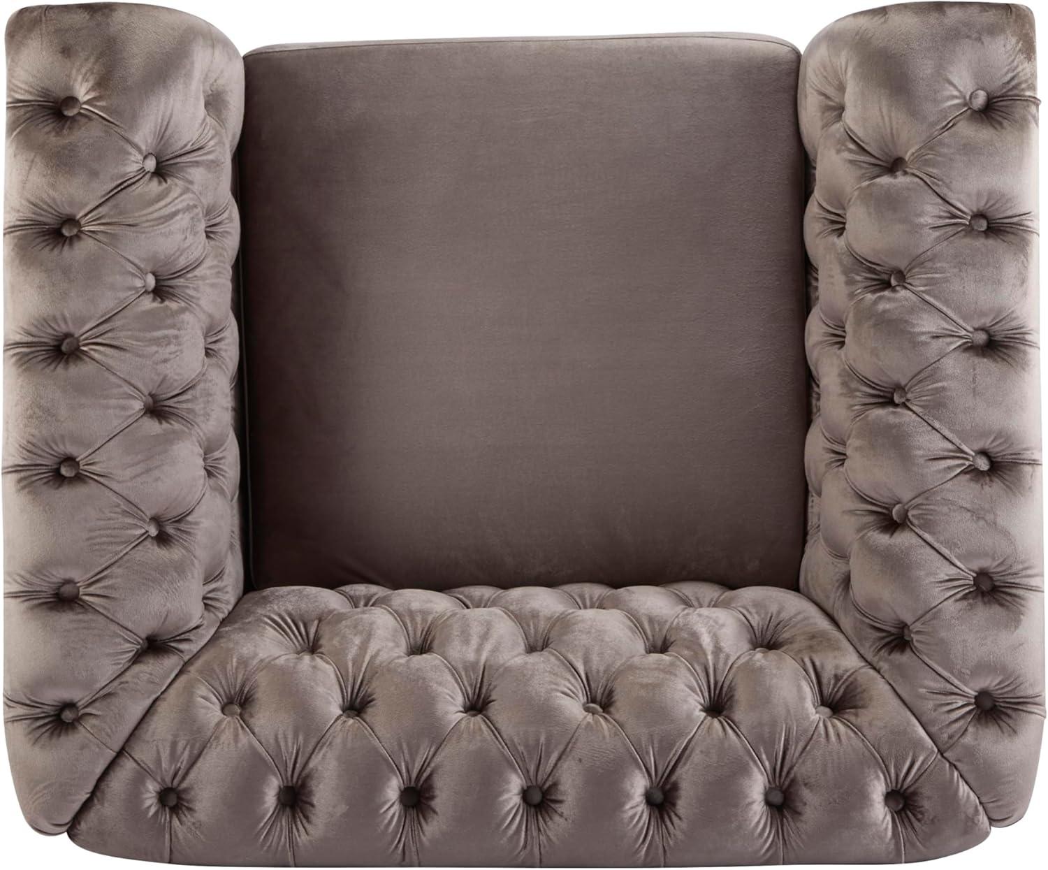 imageChristopher Knight Home Kitty Chesterfield Club Chair with Solid Wood Frame Velvet Upholstered Living Room Chair ButtonTufted Diamond Stitch Single Sofa Nailhead Accent Black Dark Brown