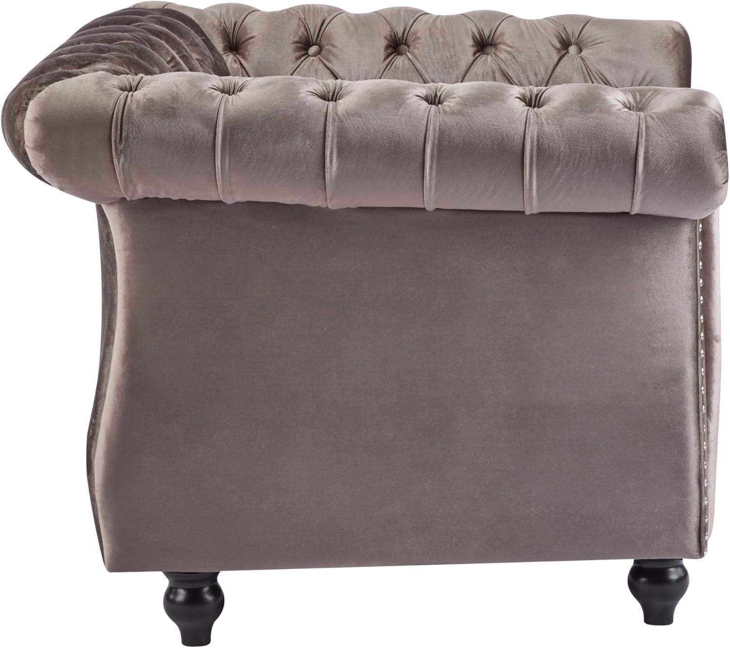 imageChristopher Knight Home Kitty Chesterfield Club Chair with Solid Wood Frame Velvet Upholstered Living Room Chair ButtonTufted Diamond Stitch Single Sofa Nailhead Accent Black Dark Brown