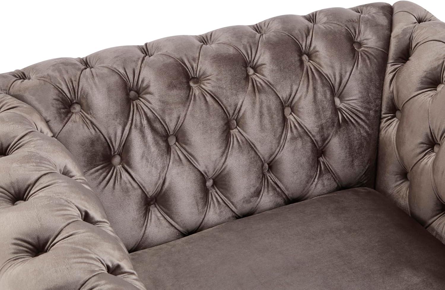 imageChristopher Knight Home Kitty Chesterfield Club Chair with Solid Wood Frame Velvet Upholstered Living Room Chair ButtonTufted Diamond Stitch Single Sofa Nailhead Accent Black Dark Brown