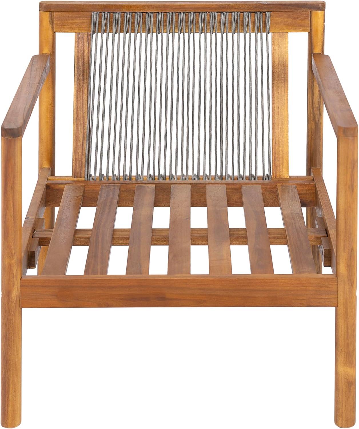 imageChristopher Knight Home Krixi Acacia Wood Lounge Chair Outdoor with Rope Accent Accent Chair with WaterRepellent Cushions Comfy Chairs for GardenBackyard Heavy Duty Patio Furniture Teak Cream