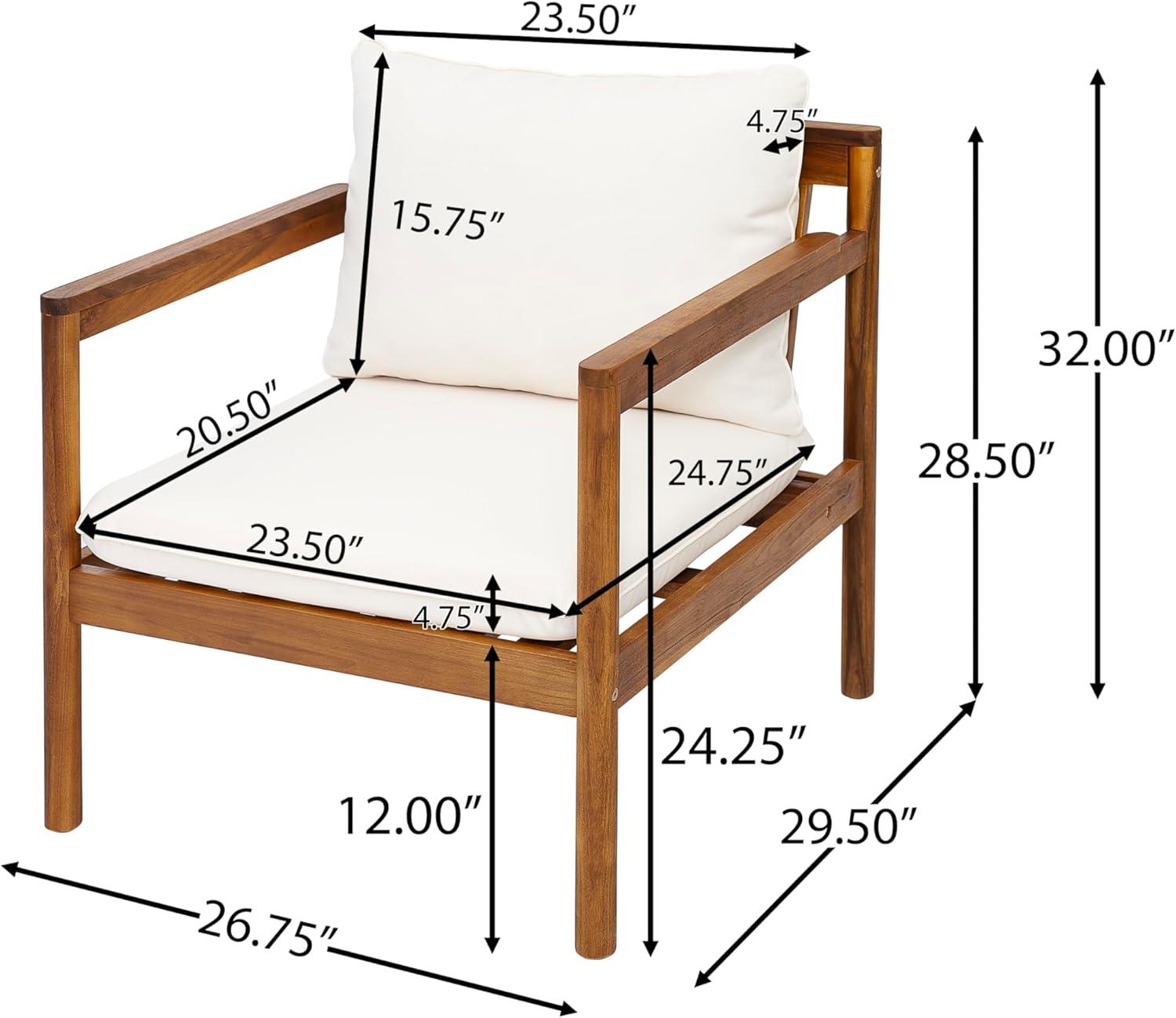 imageChristopher Knight Home Krixi Acacia Wood Lounge Chair Outdoor with Rope Accent Accent Chair with WaterRepellent Cushions Comfy Chairs for GardenBackyard Heavy Duty Patio Furniture Teak Cream