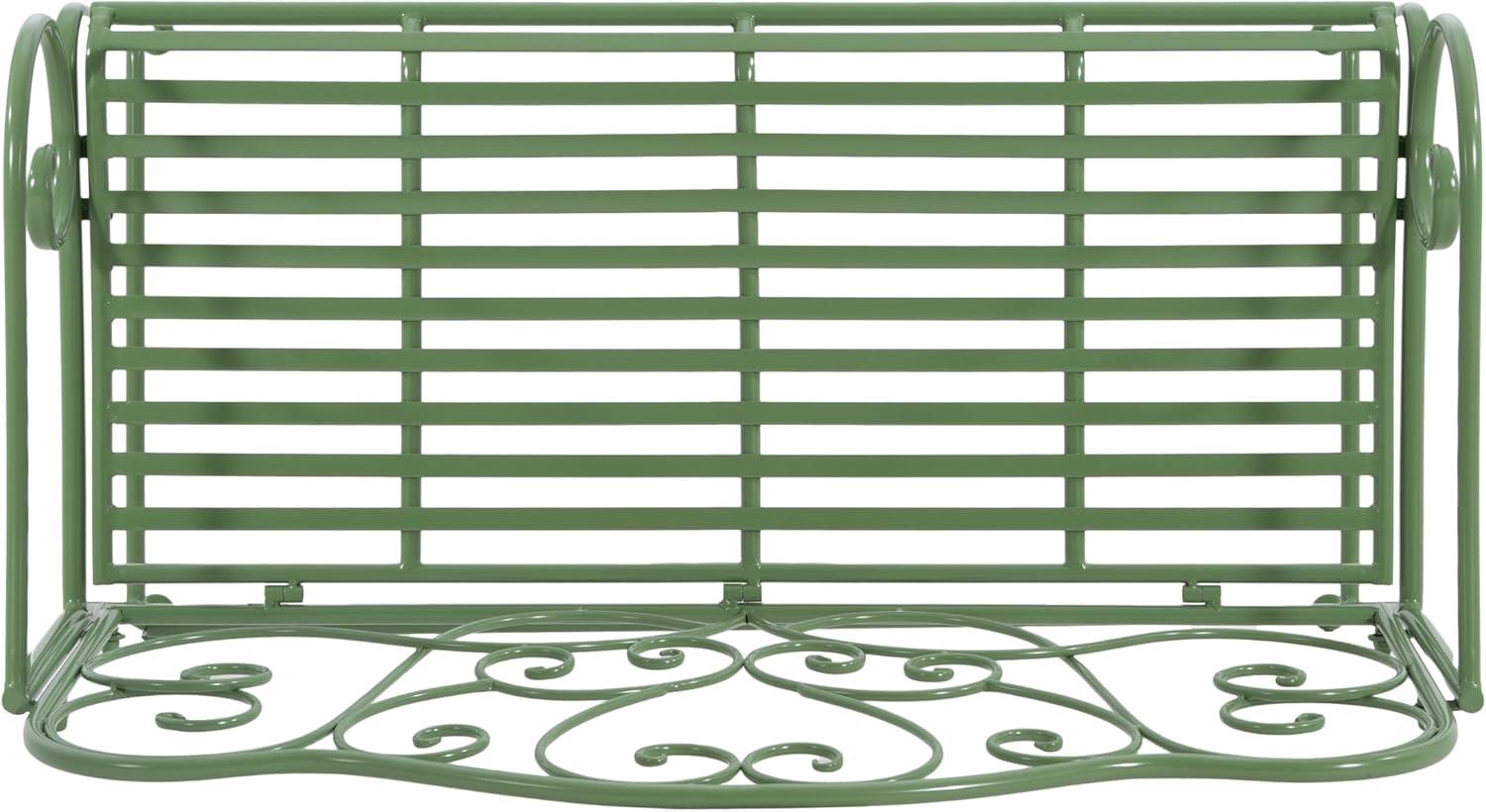 imageChristopher Knight Home Layon Iron Outdoor Bench Patio Loveseat for 2 People Durable Garden Bench with Floral Pattern Backrest Slatted Seat for ParkYard Spacious Outdoor Seating Matte Green