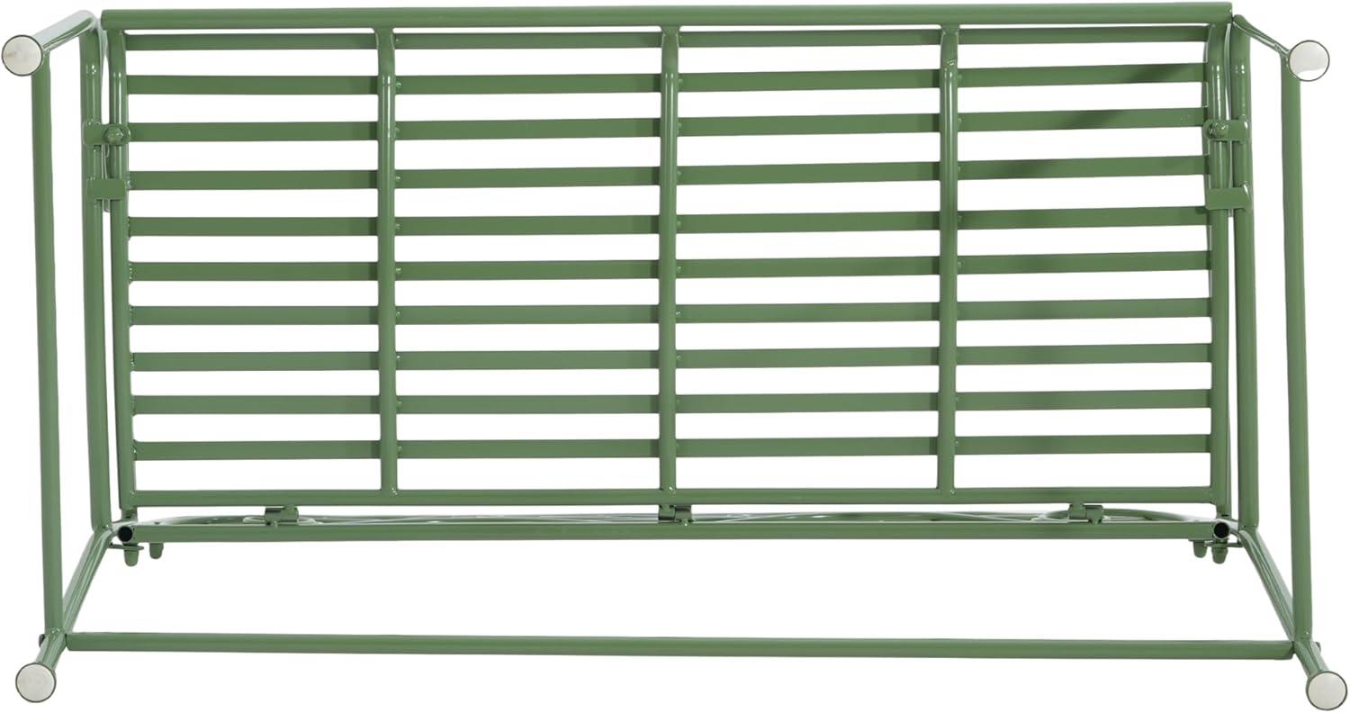 imageChristopher Knight Home Layon Iron Outdoor Bench Patio Loveseat for 2 People Durable Garden Bench with Floral Pattern Backrest Slatted Seat for ParkYard Spacious Outdoor Seating Matte Green