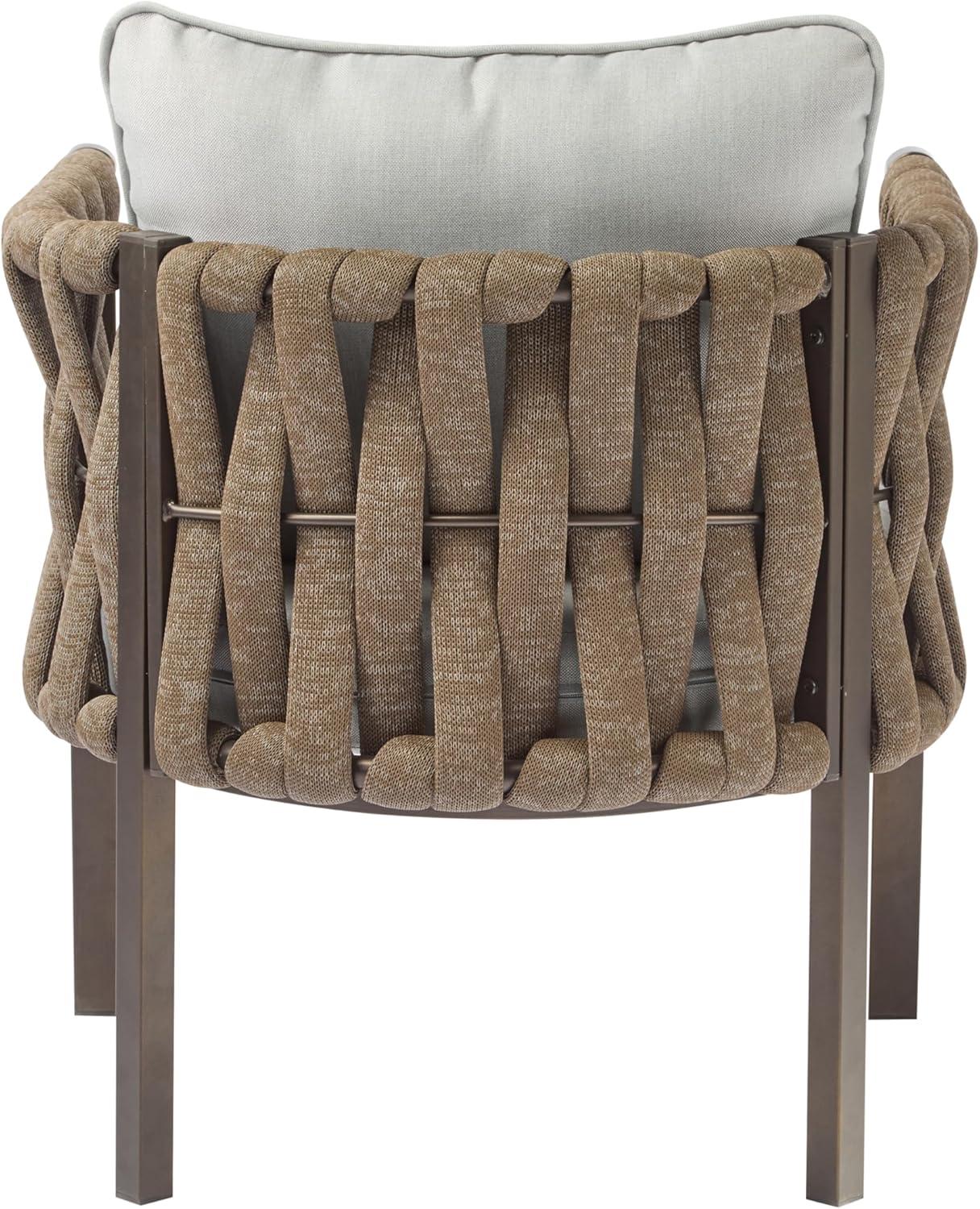 imageChristopher Knight Home Lena Patio Club Chairs Set of 2 Metal Accent Chairs Rope Woven Backrest Armchair Upholstered Cushions Seating Tub Back Design for Backyard Garden BrownLight Gray