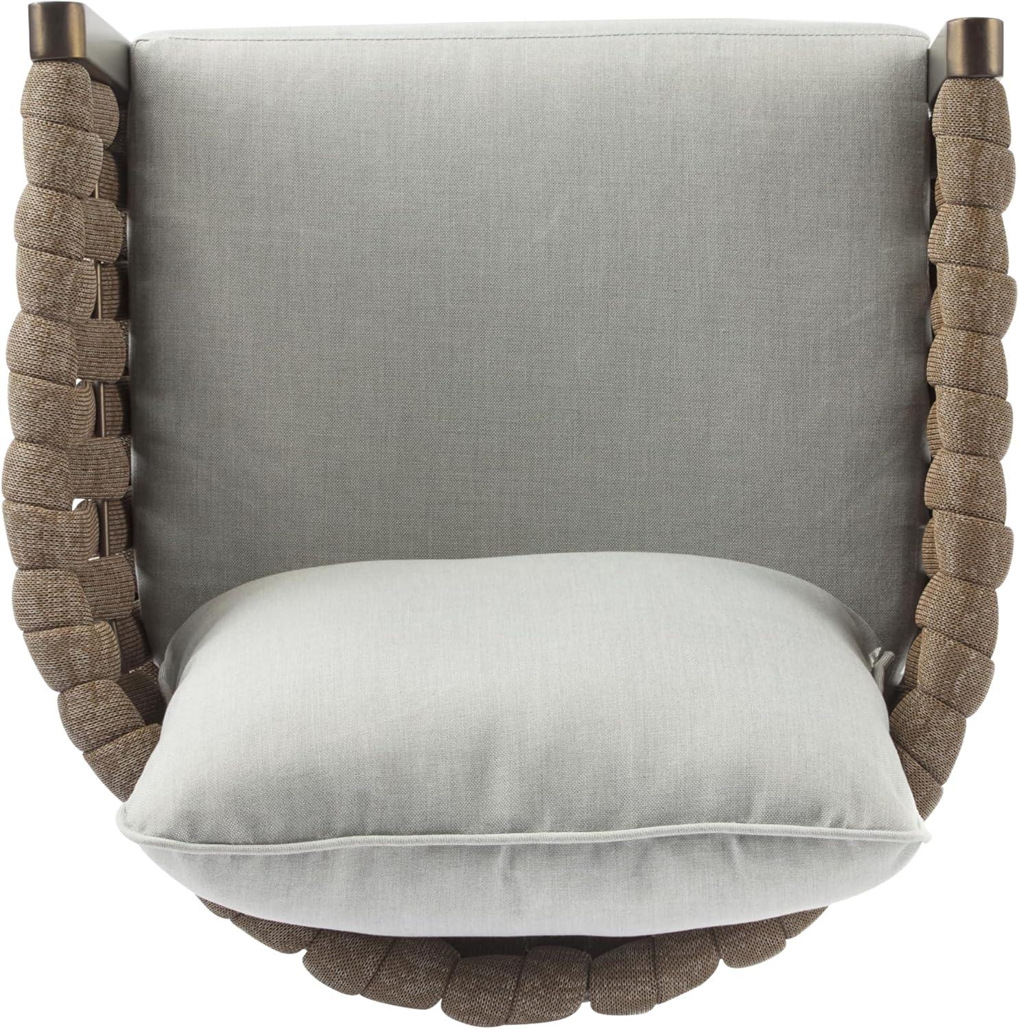 imageChristopher Knight Home Lena Patio Club Chairs Set of 2 Metal Accent Chairs Rope Woven Backrest Armchair Upholstered Cushions Seating Tub Back Design for Backyard Garden BrownLight Gray