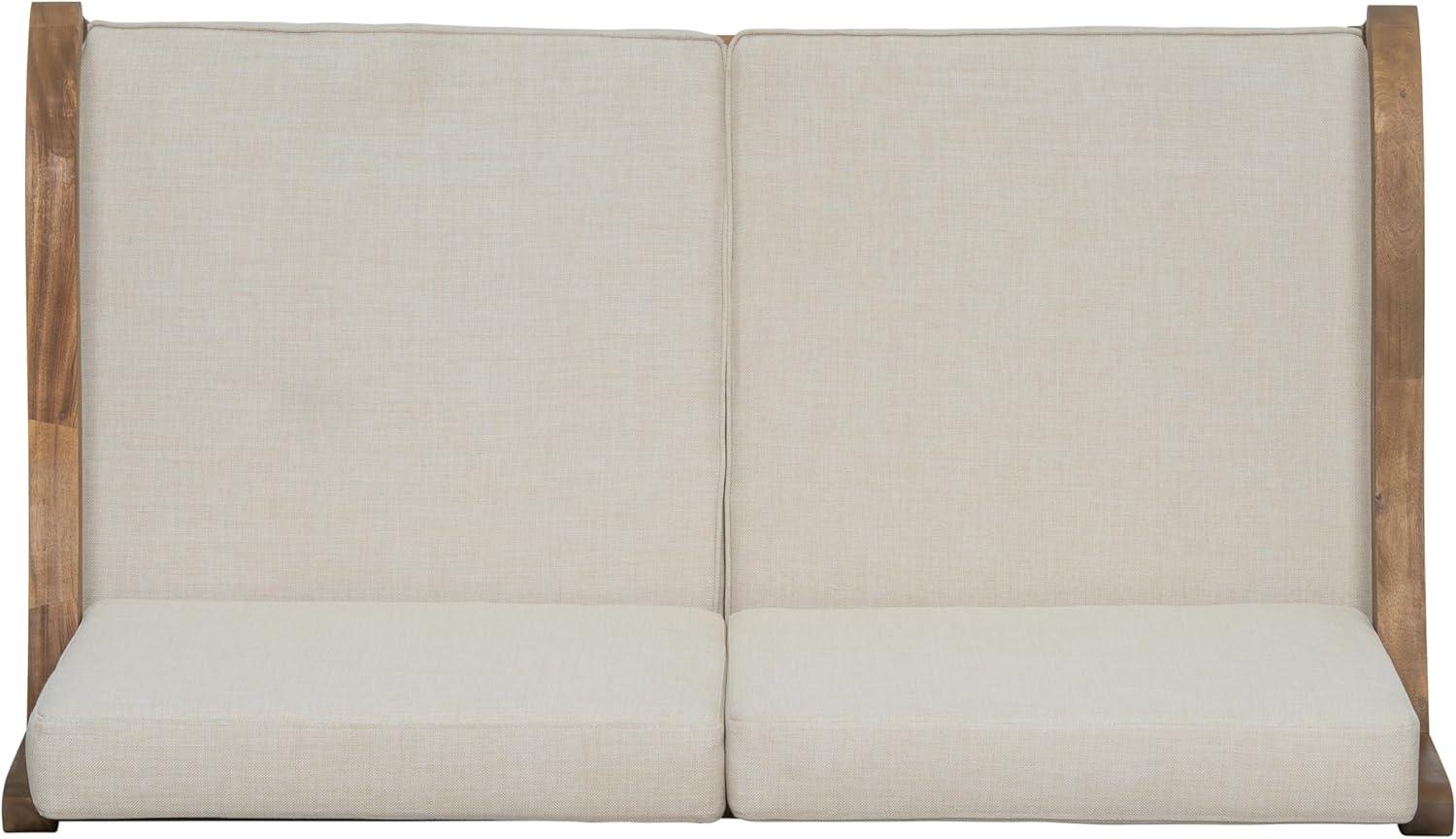 imageChristopher Knight Home Lina Patio Acacia Wood Conversation Set Outdoor Loveseat with Coffee Table Outdoor Chat Set Seating Group 2 Piece Sofa Seating Group with Cushions Beige Natural