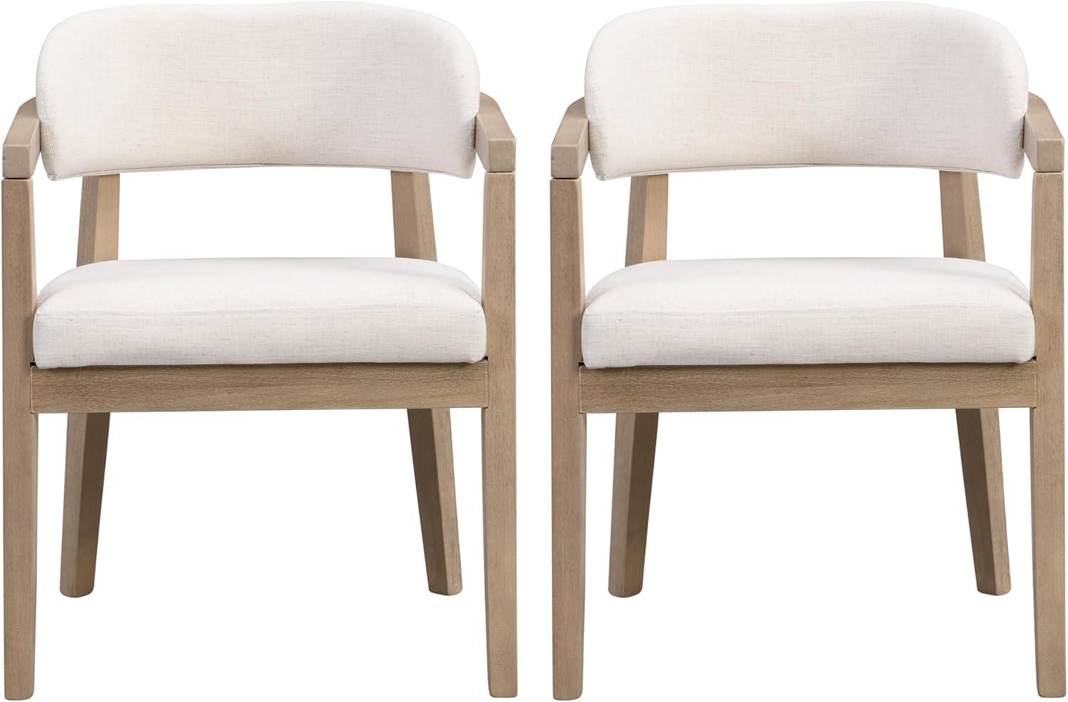 imageChristopher Knight Home Lumi Spacious Kitchen Table Chairs Set of 6 7 Piece Dining Set with Chairs Wooden Dining Table Set for 6 Comfy Upholstered Curved Back Armchairs Beige Light Natural