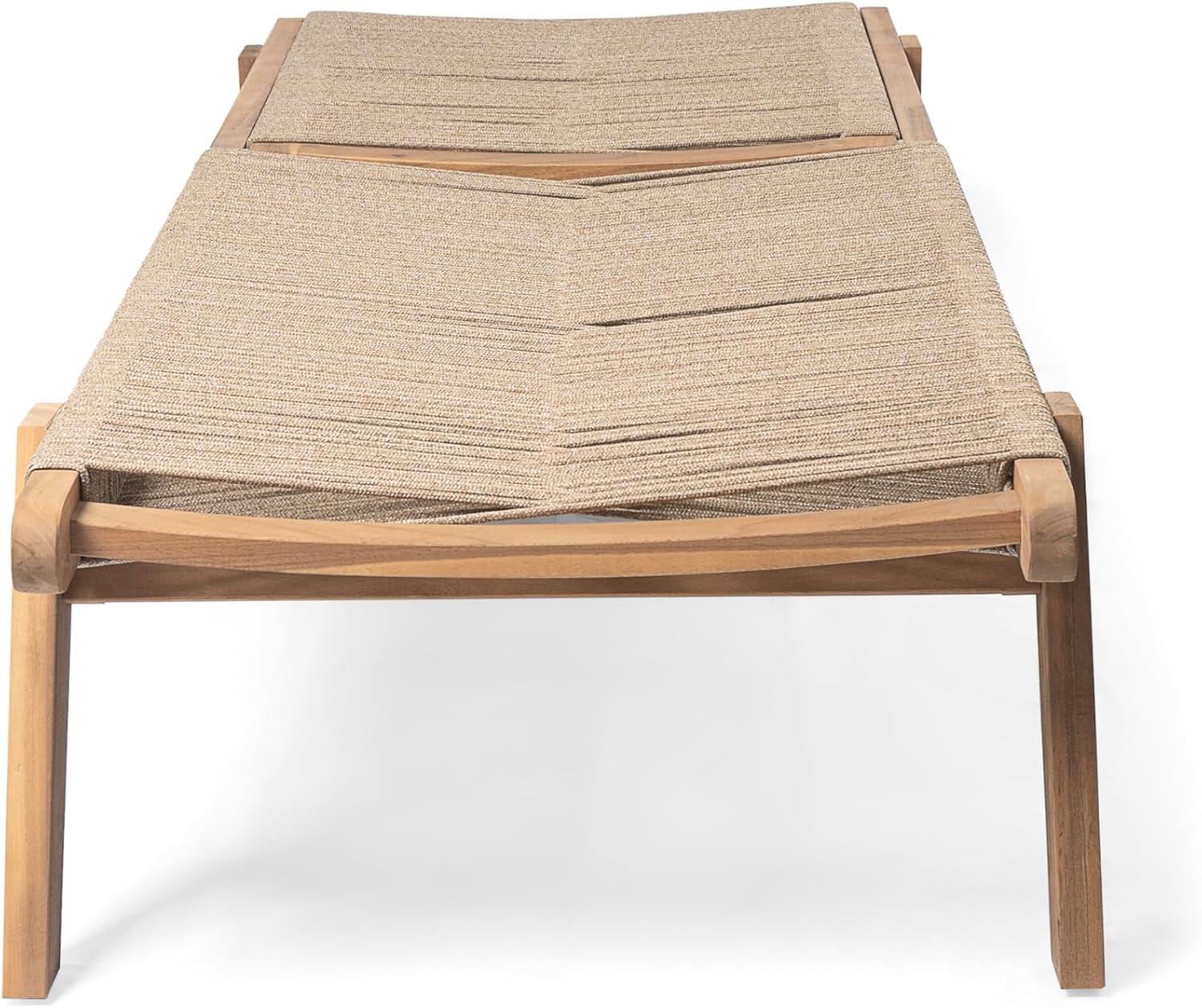 imageChristopher Knight Home Lurelala Set of 4 Outdoor Patio Wood Adjustable Chaise Lounges with Rope Seating Rope Chaise Lounge with Acacia Wood Frame Chaise Lounge for Poolside Balcony TeakBeige