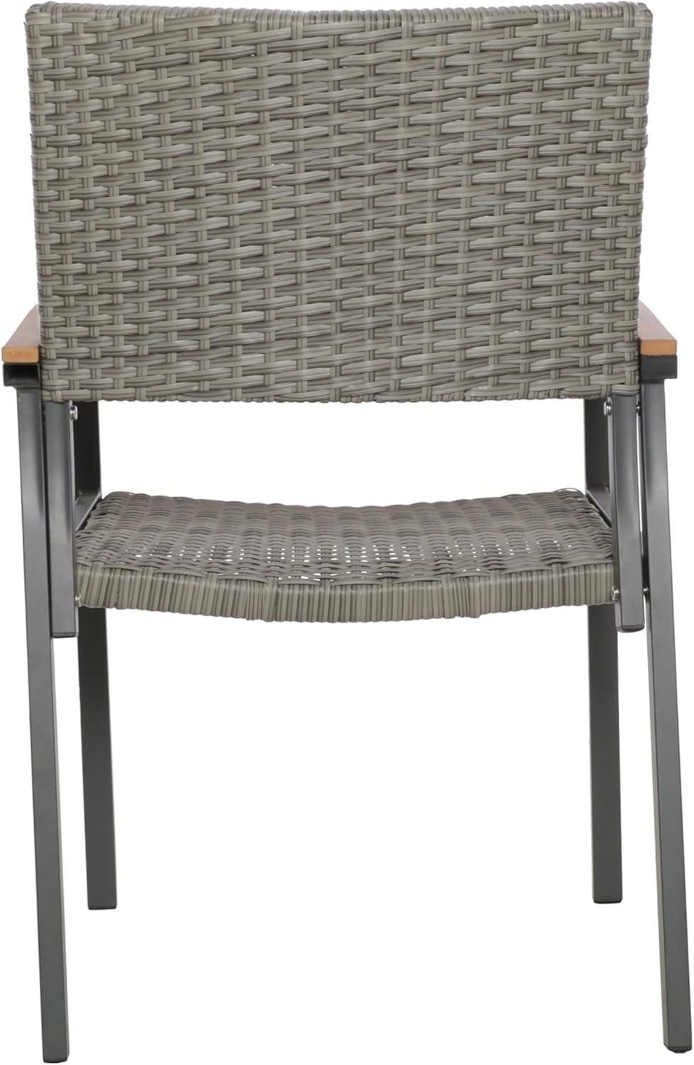 imageChristopher Knight Home Luton Outdoor Aluminum Dining Chairs with Faux Wood Accents and Faux Rattan Seats Set of 4 Gray and Natural Brown