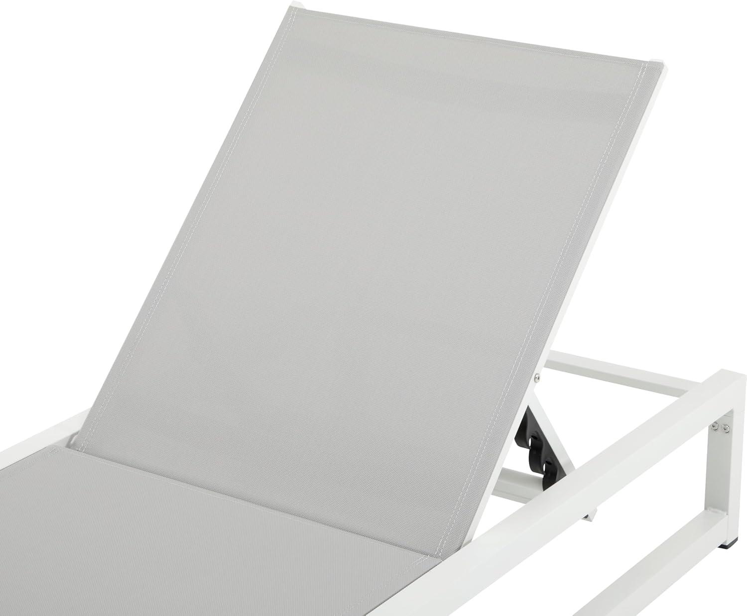imageChristopher Knight Home Manila Outdoor Chaise Lounge Chair Aluminum Chaise Lounge Adjustable Backrest Chair Mesh Seating Recliner Aluminum Frame for Patio Poolside Backyard 400lbs Light Gray