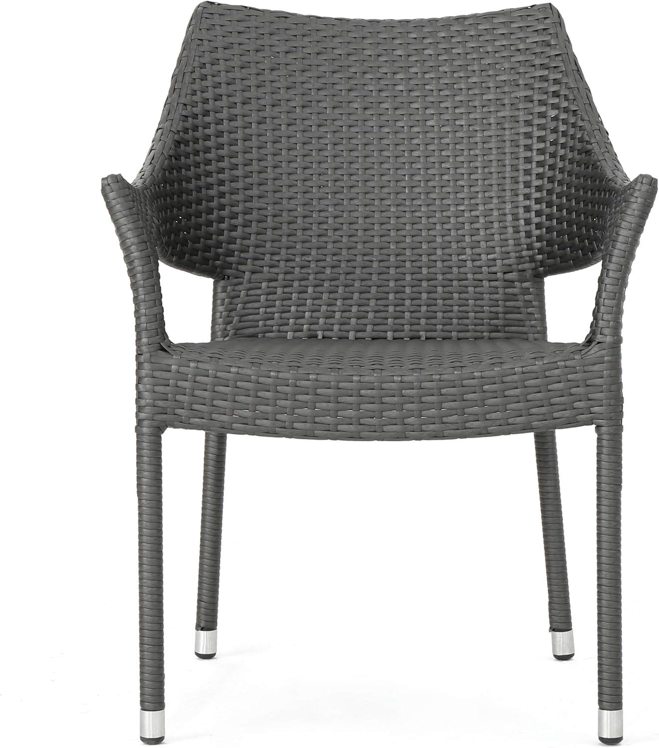 imageChristopher Knight Home Mirage Outdoor Wicker Stacking Chair Chat Set 3Pcs Set Grey