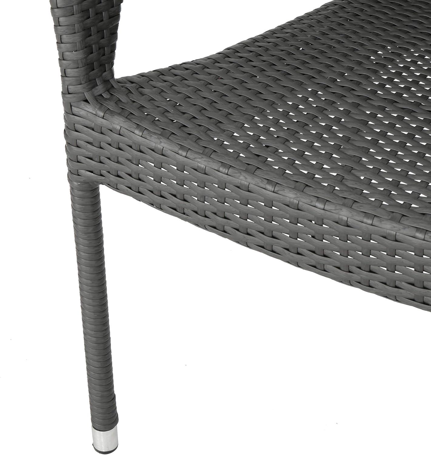 imageChristopher Knight Home Mirage Outdoor Wicker Stacking Chair Chat Set 3Pcs Set Grey