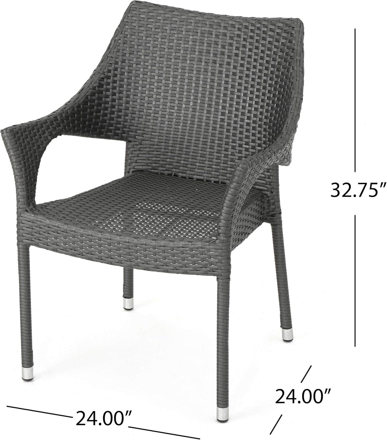 imageChristopher Knight Home Mirage Outdoor Wicker Stacking Chair Chat Set 3Pcs Set Grey