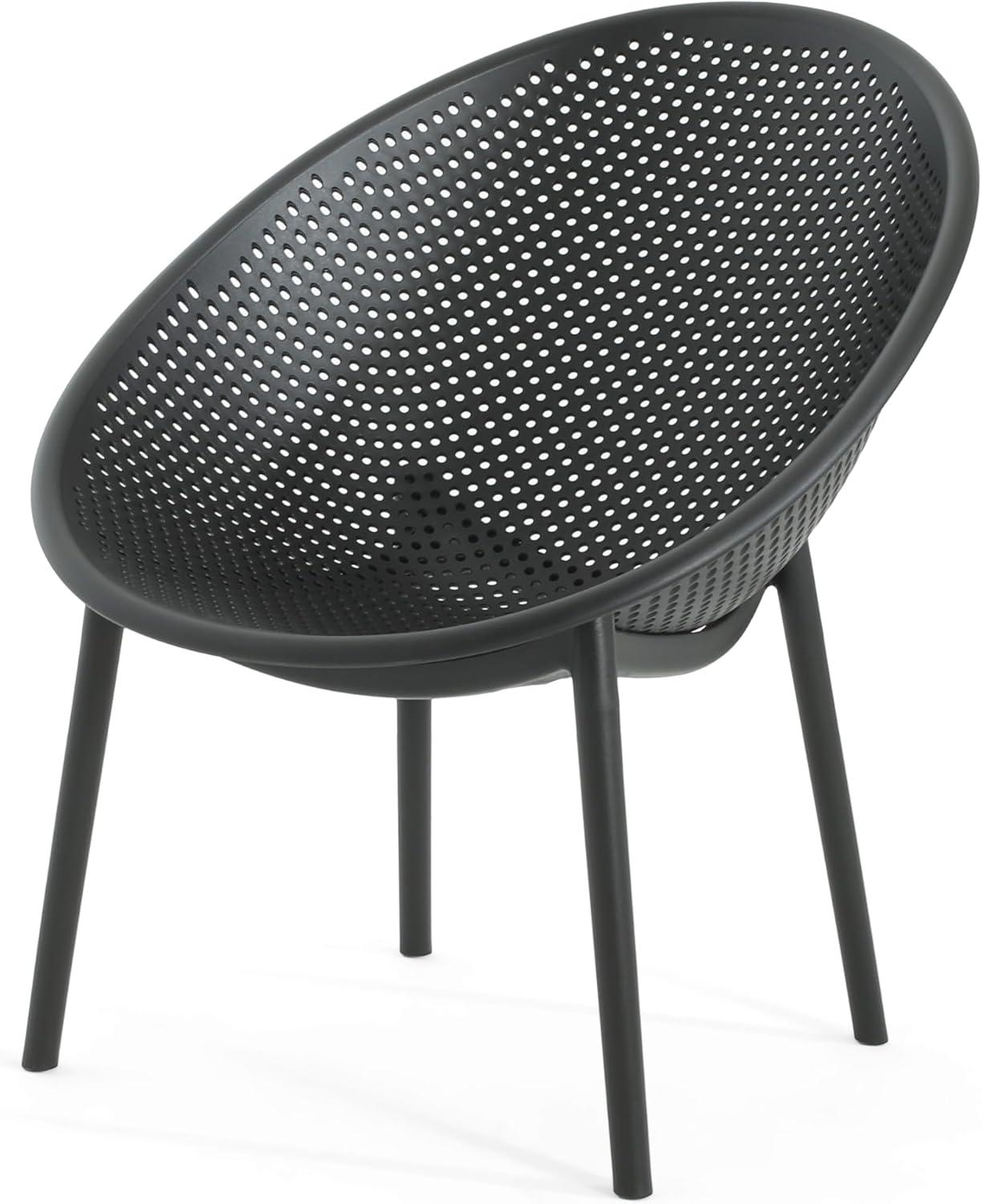 imageChristopher Knight Home Modern Black Lounge Chairs Set of 2 Mesh Accent Chairs Perforated Seating Club Chair Lightweight Dining Chairs for Living Room Outdoor Space Patio Garden Balcony Black