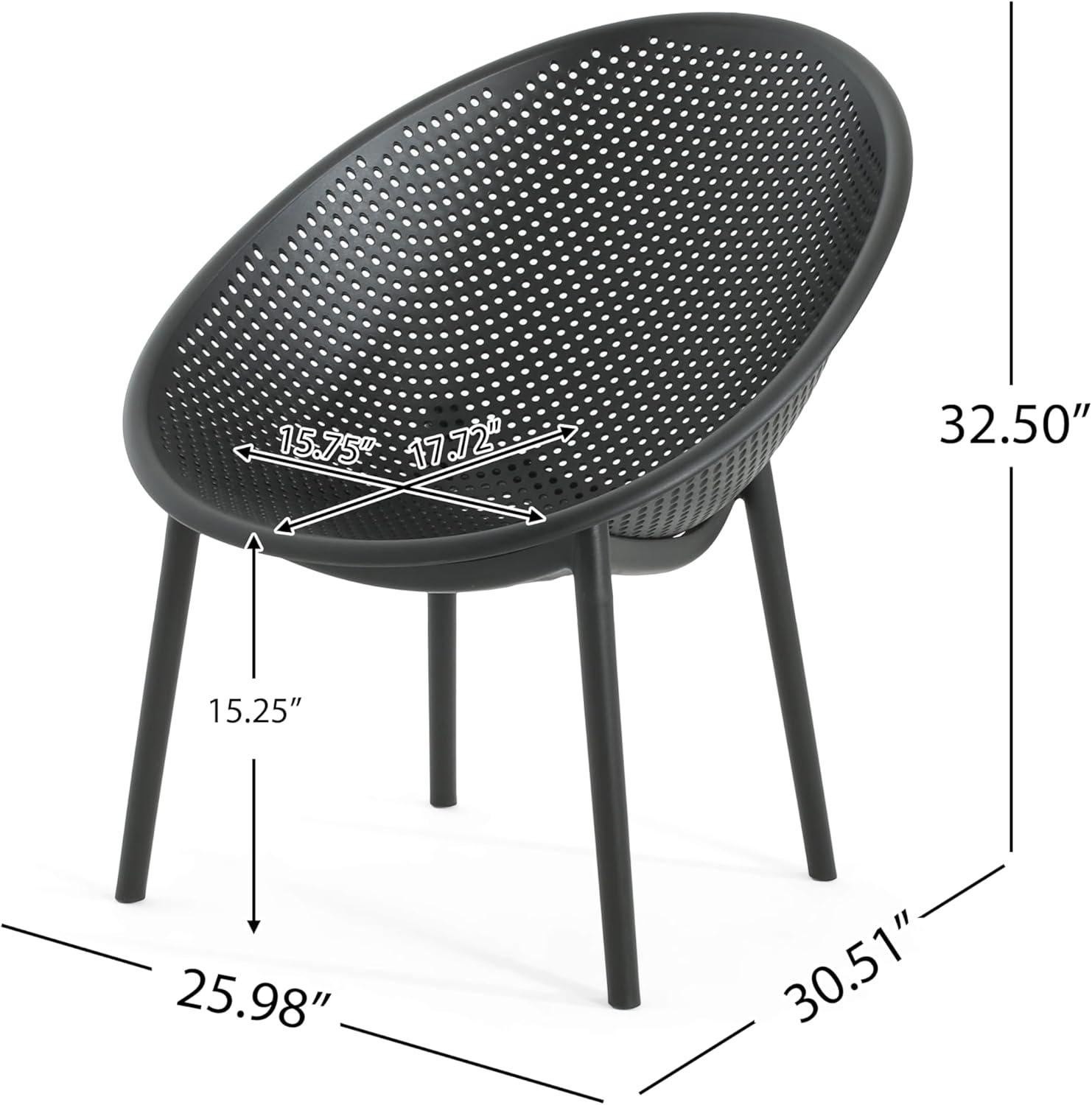 imageChristopher Knight Home Modern Black Lounge Chairs Set of 2 Mesh Accent Chairs Perforated Seating Club Chair Lightweight Dining Chairs for Living Room Outdoor Space Patio Garden Balcony Black