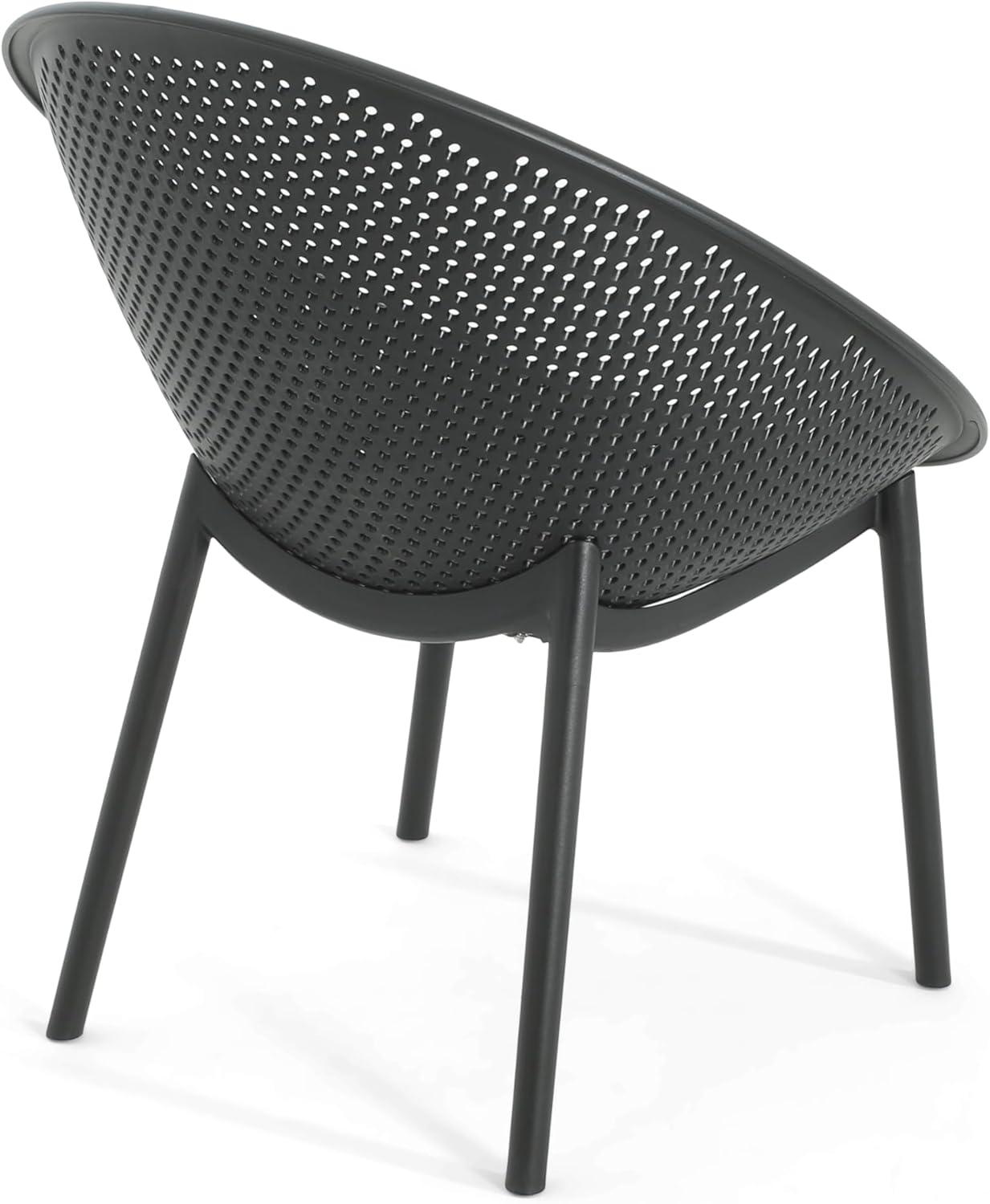 imageChristopher Knight Home Modern Black Lounge Chairs Set of 2 Mesh Accent Chairs Perforated Seating Club Chair Lightweight Dining Chairs for Living Room Outdoor Space Patio Garden Balcony Black