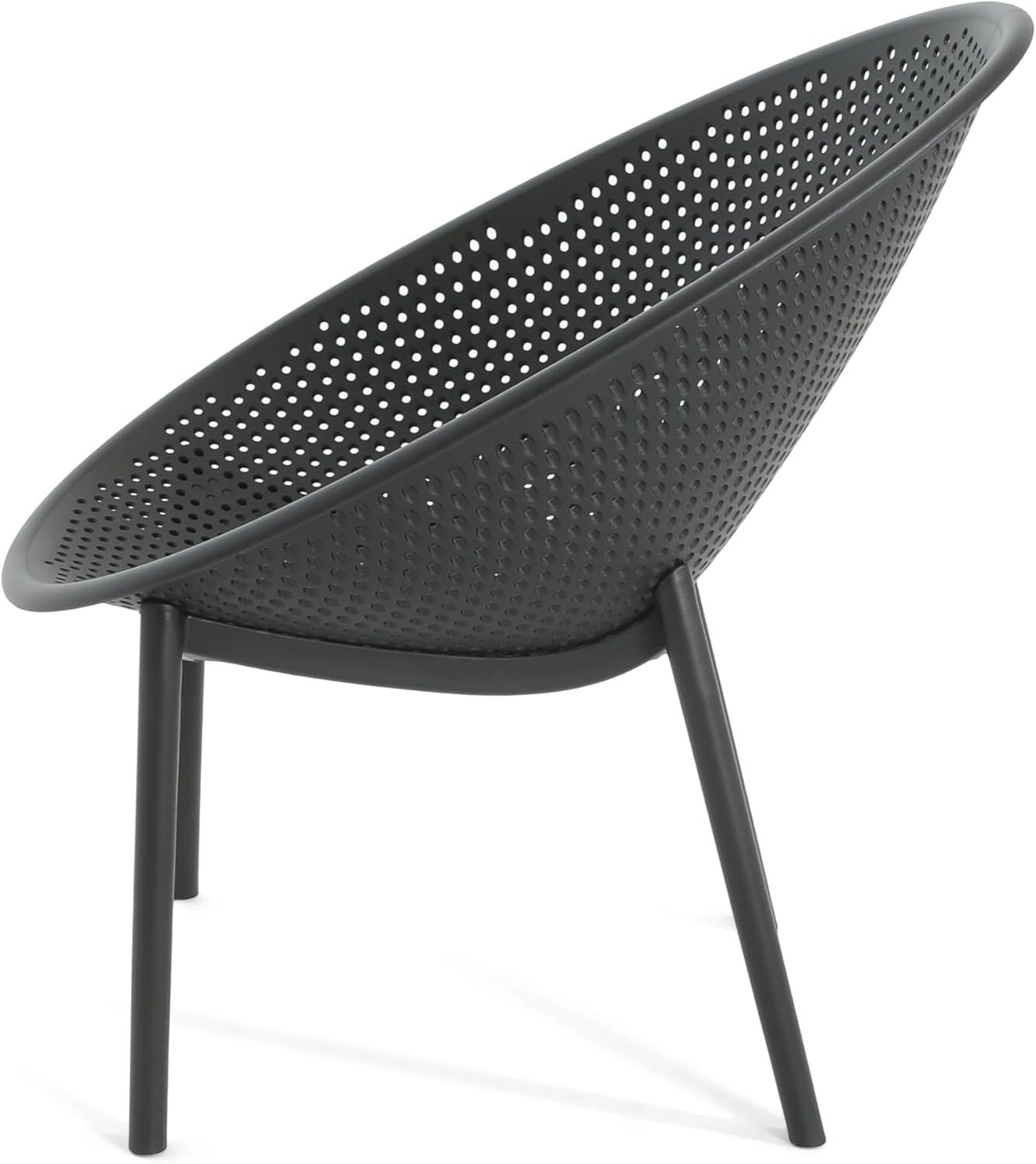 imageChristopher Knight Home Modern Black Lounge Chairs Set of 2 Mesh Accent Chairs Perforated Seating Club Chair Lightweight Dining Chairs for Living Room Outdoor Space Patio Garden Balcony Black