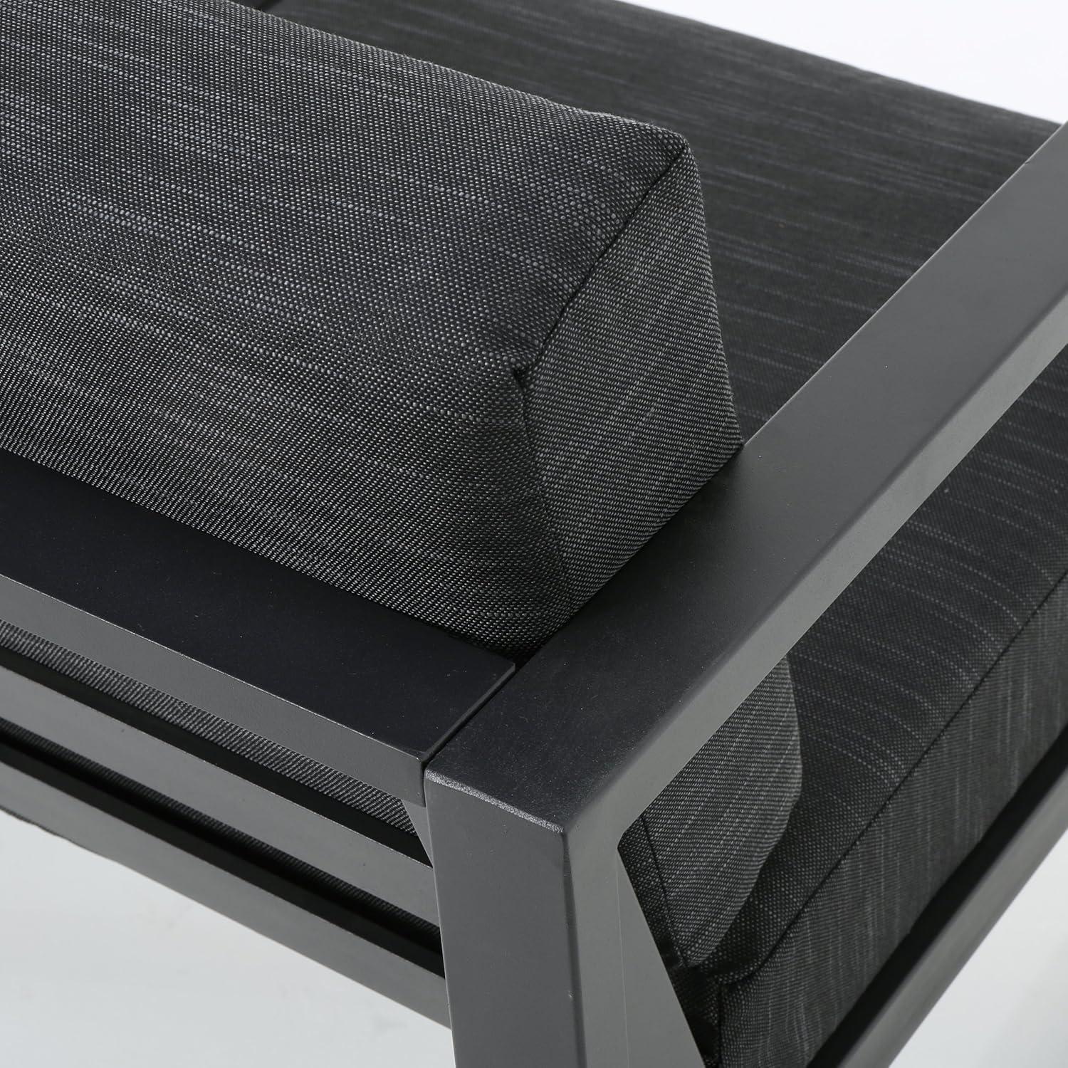 imageChristopher Knight Home Navan Outdoor 4Seater Aluminum Chat Set Silver Dark Grey Cushions