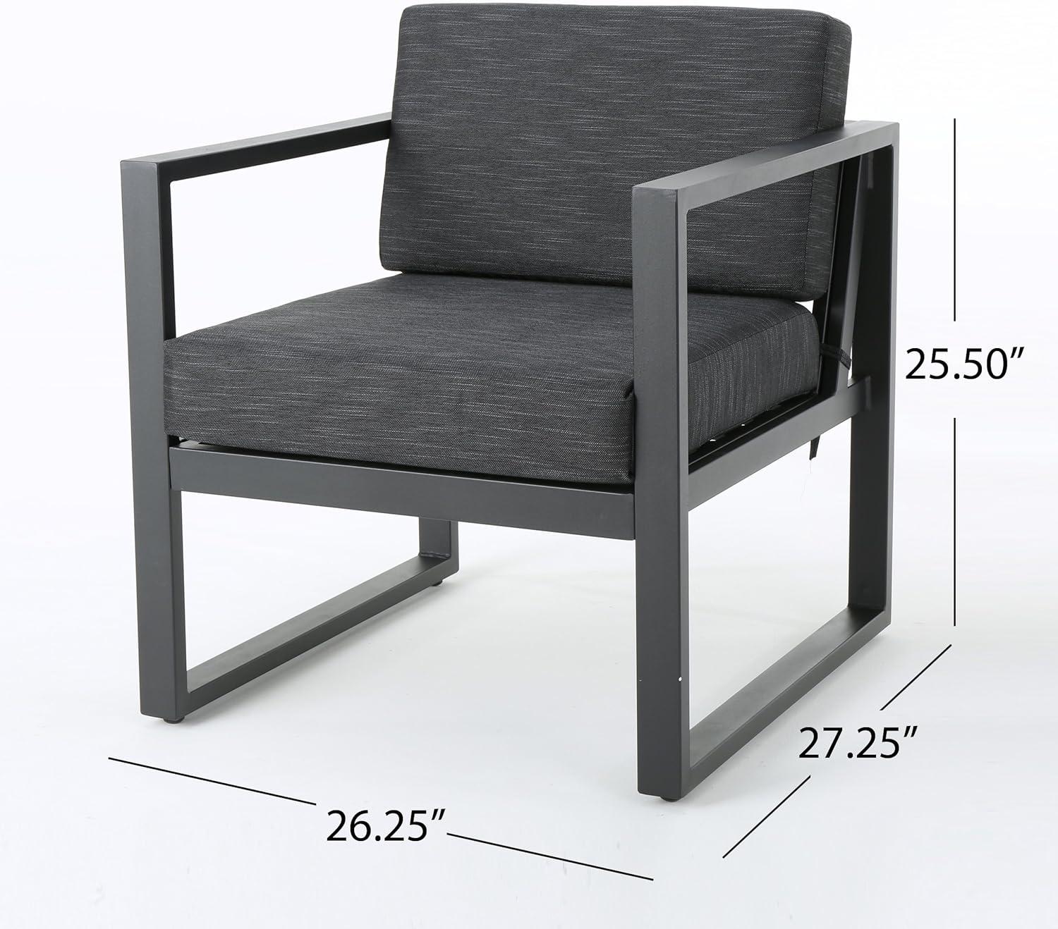 imageChristopher Knight Home Navan Outdoor 4Seater Aluminum Chat Set Silver Dark Grey Cushions