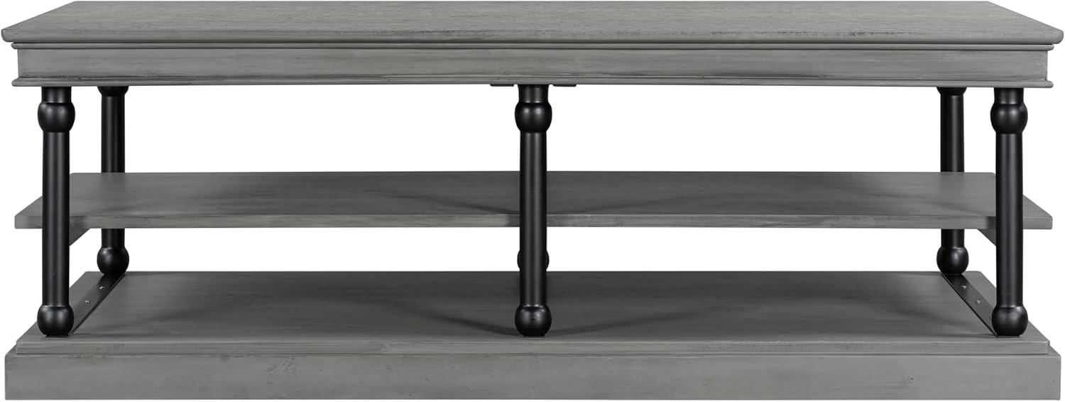 imageChristopher Knight Home Oner Living Room Coffee Table with Spacious 2Tier Design Modern Rubberwood Rectangular Side Table Multifunctional Accent Table with Open Storage Shelves Black Gray
