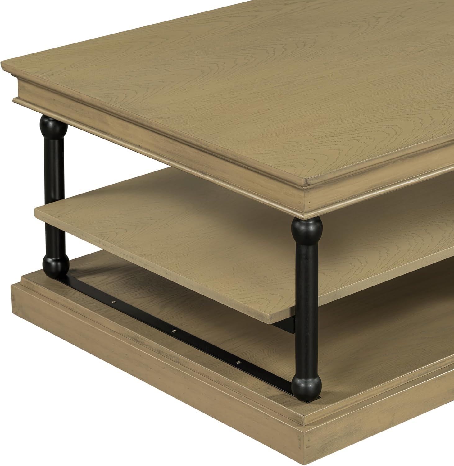 imageChristopher Knight Home Oner Living Room Coffee Table with Spacious 2Tier Design Modern Rubberwood Rectangular Side Table Multifunctional Accent Table with Open Storage Shelves Black Brown