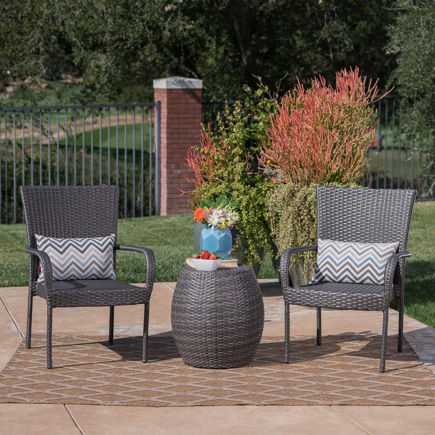 imageChristopher Knight Home Orleans Outdoor Wicker Chat Set 3Pcs Set Grey