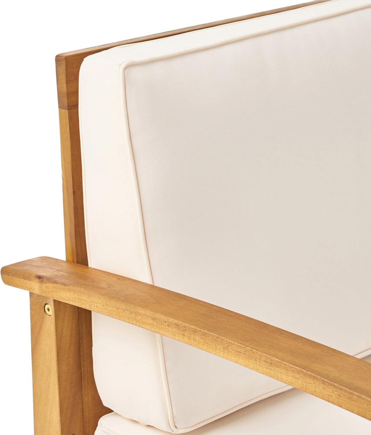 imageChristopher Knight Home Outdoor 2 Seater Acacia Wood Chat Set with Cushions Teak and Cream