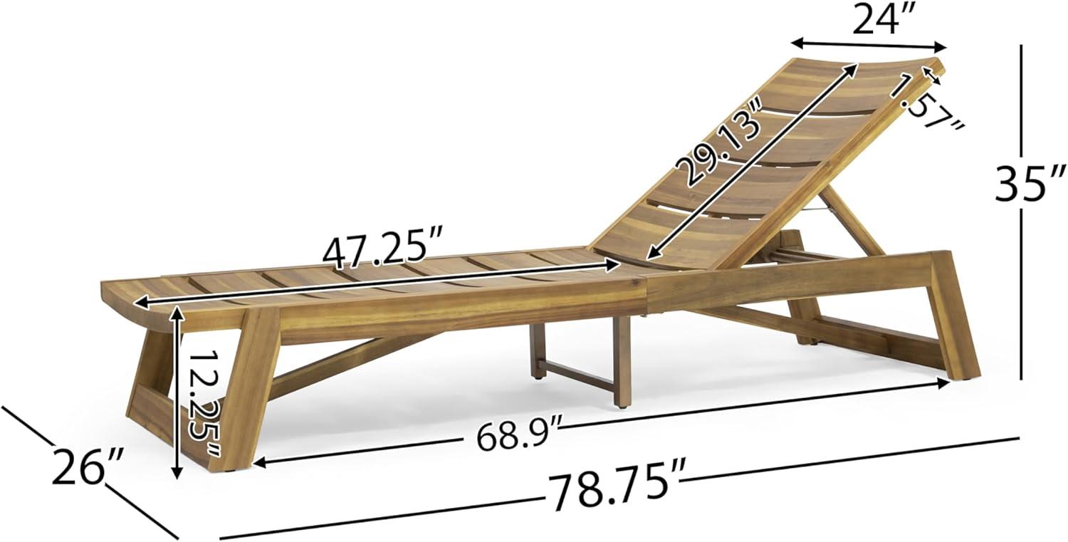 imageChristopher Knight Home Outdoor Acacia Wood 2 Piece Chaise Lounge with Table