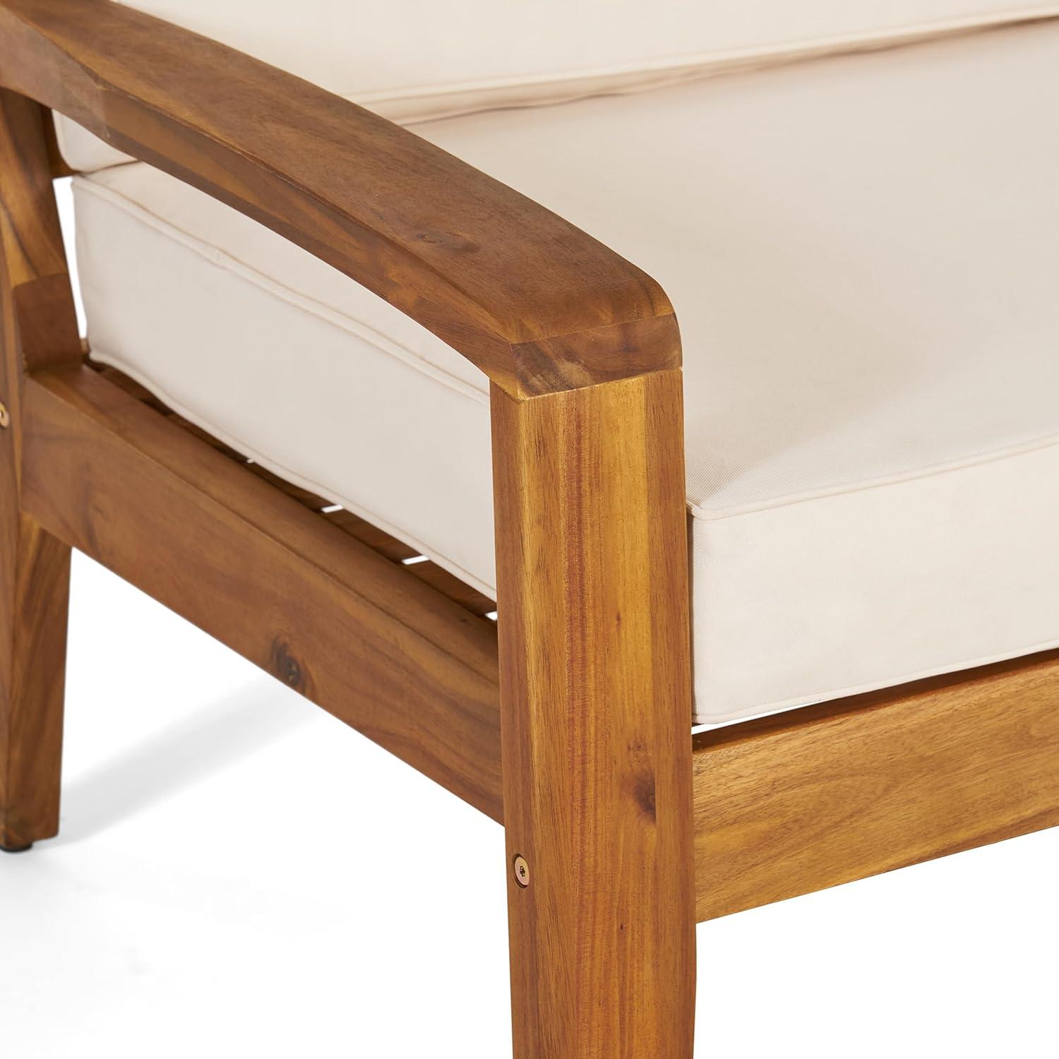 imageChristopher Knight Home Outdoor Acacia Wood Club Chairs with Cushions Set of 2 Teak and Beige