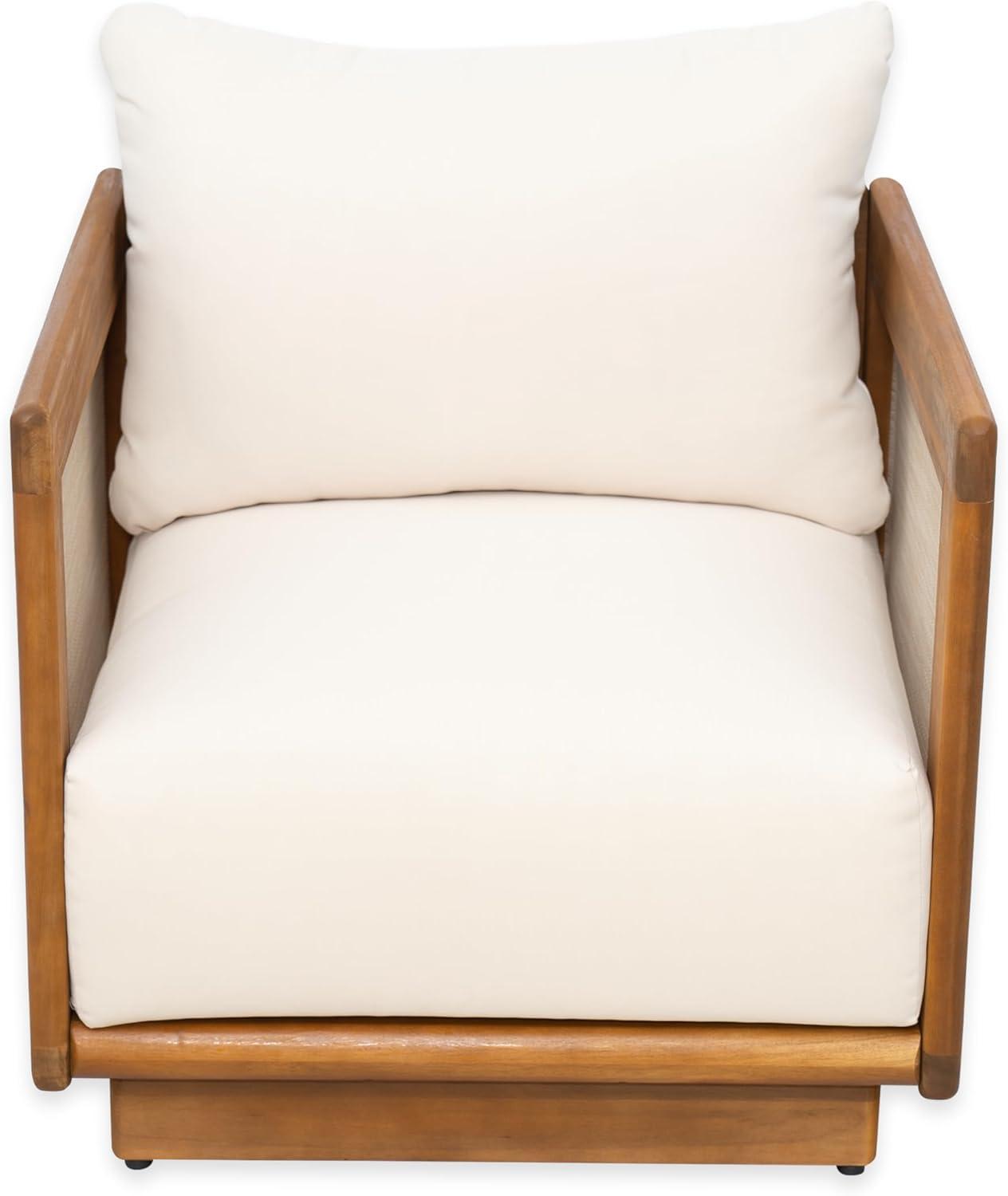 imageChristopher Knight Home Paola Acacia Wood Lounge Chair Outdoor with Cushion Wooden Comfy Patio Chair Deep Seating Accent Chair for Patio Furniture Set TeakBeige