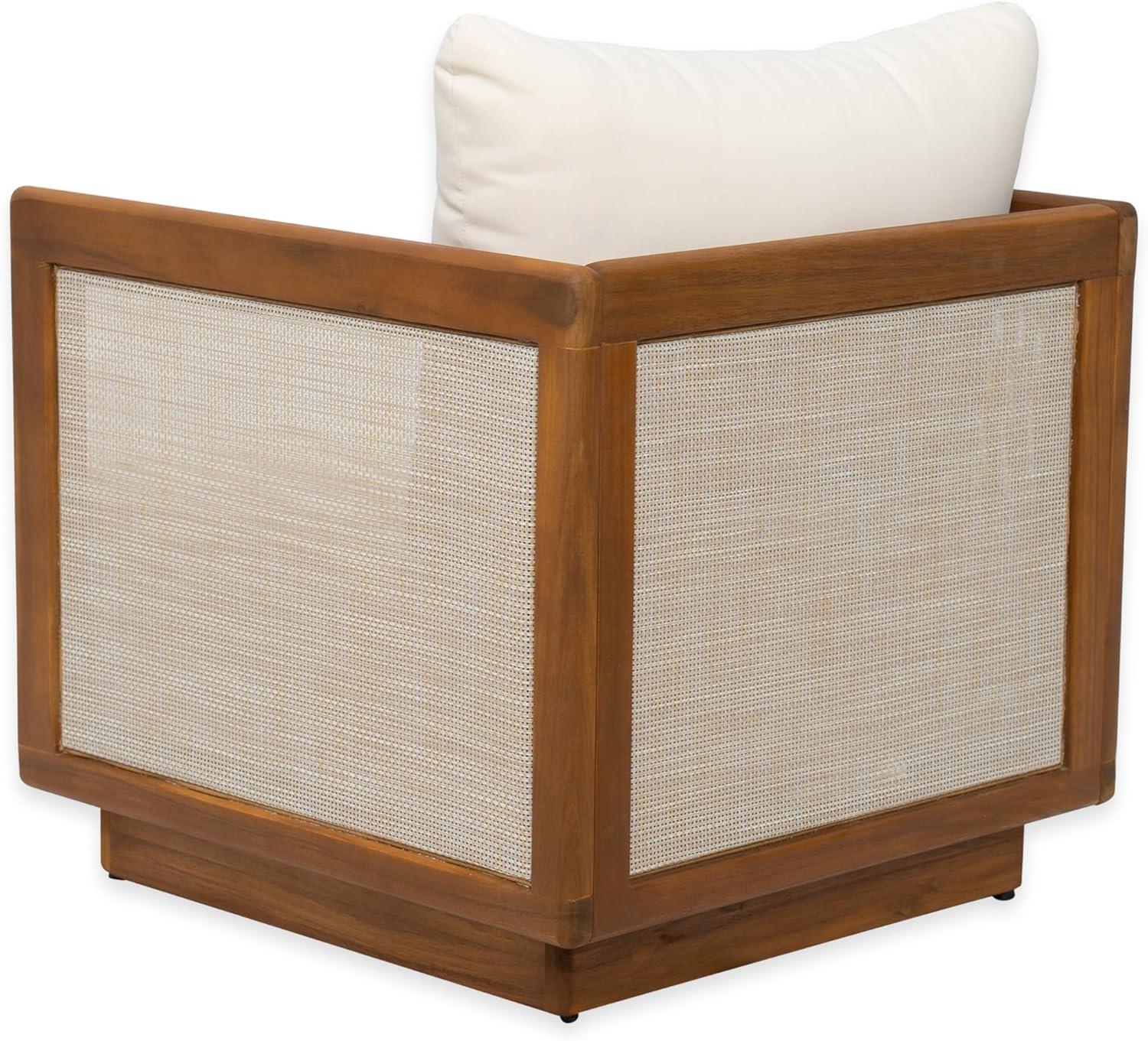 imageChristopher Knight Home Paola Acacia Wood Lounge Chair Outdoor with Cushion Wooden Comfy Patio Chair Deep Seating Accent Chair for Patio Furniture Set TeakBeige