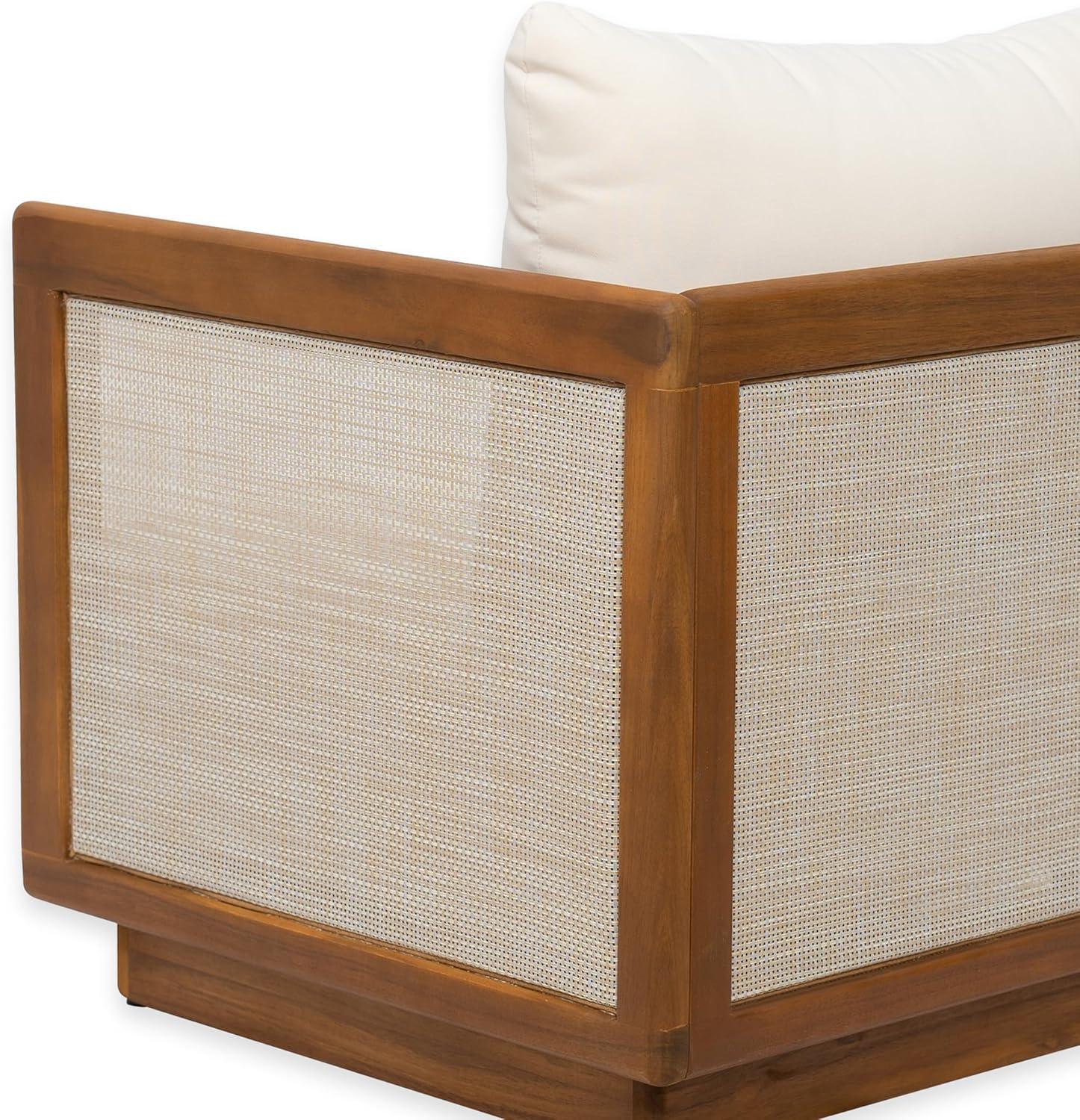 imageChristopher Knight Home Paola Acacia Wood Lounge Chair Outdoor with Cushion Wooden Comfy Patio Chair Deep Seating Accent Chair for Patio Furniture Set TeakBeige