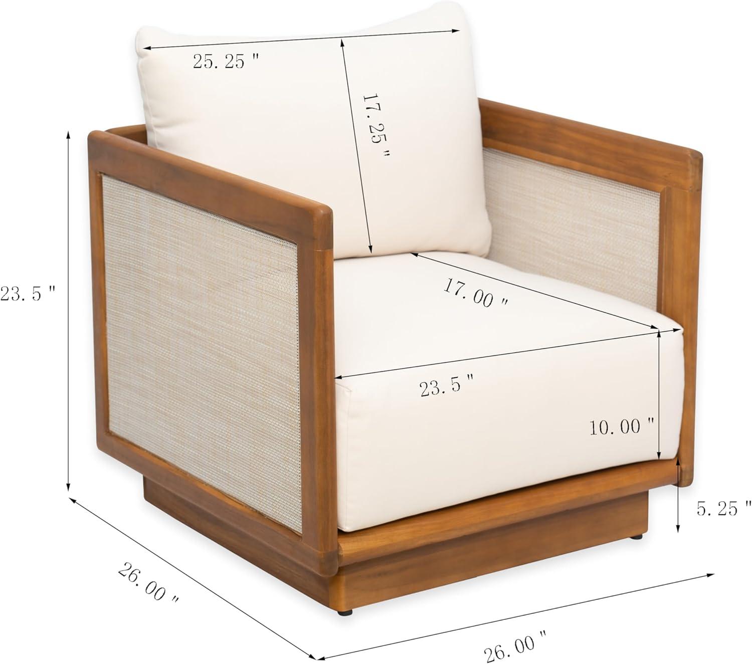 imageChristopher Knight Home Paola Acacia Wood Lounge Chair Outdoor with Cushion Wooden Comfy Patio Chair Deep Seating Accent Chair for Patio Furniture Set TeakBeige