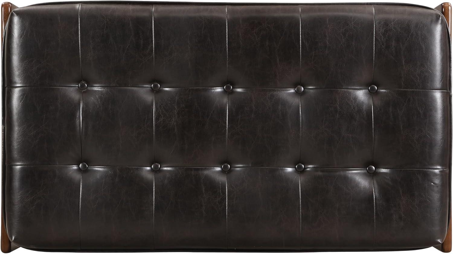 imageChristopher Knight Home Penley Modern Rectangular Faux Leather Upholstered Living Room Ottoman BenchCoffee Table Rubberwood Frame Tufted Large Sofa Footstool MultiFunctional Dark BrownWalnutDark Brownwalnut