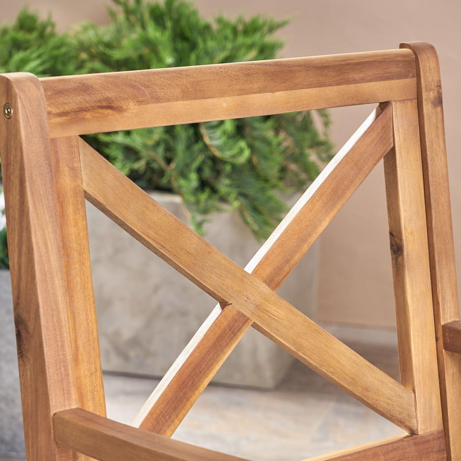 imageChristopher Knight Home Peter Outdoor Acacia Wood Dining Chair Set of 2 TeakGreen Cushion