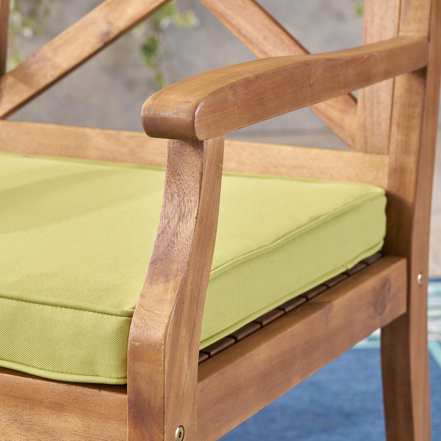 imageChristopher Knight Home Peter Outdoor Acacia Wood Dining Chair Set of 2 TeakGreen Cushion