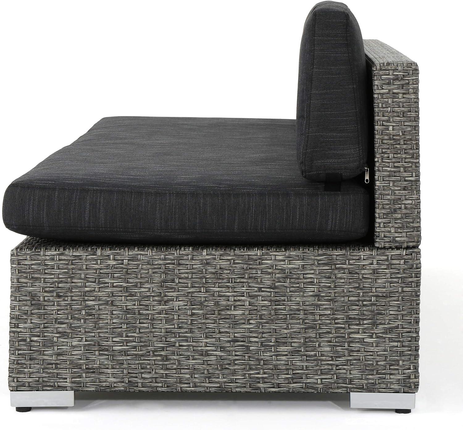 imageChristopher Knight Home Puerta Outdoor 3Seater Wicker Left Sofa Mixed Black Dark Grey Cushion