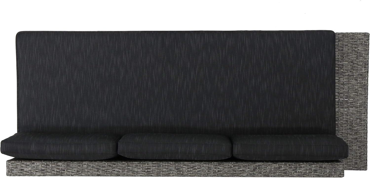 imageChristopher Knight Home Puerta Outdoor 3Seater Wicker Left Sofa Mixed Black Dark Grey Cushion