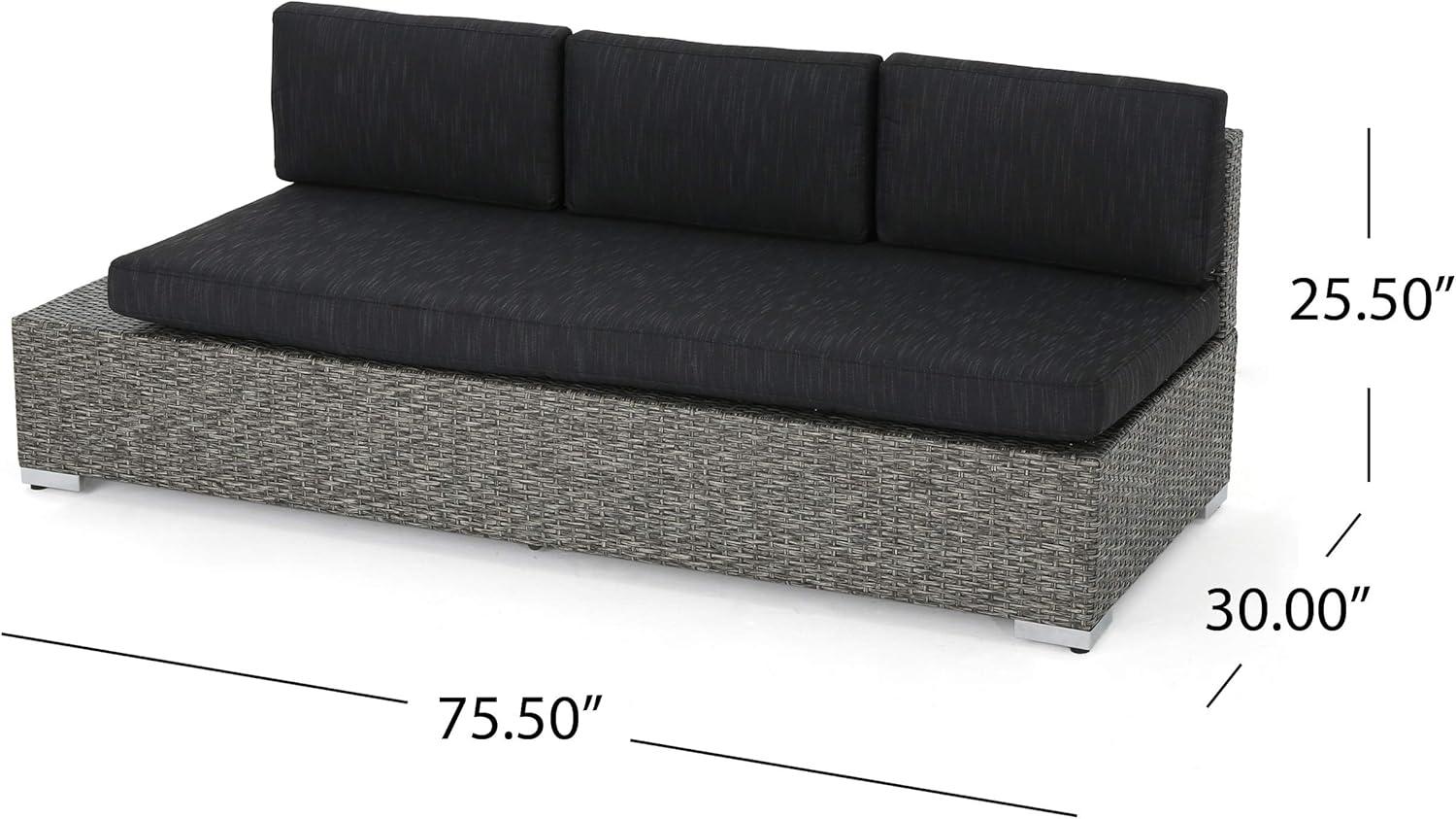 imageChristopher Knight Home Puerta Outdoor 3Seater Wicker Left Sofa Mixed Black Dark Grey Cushion