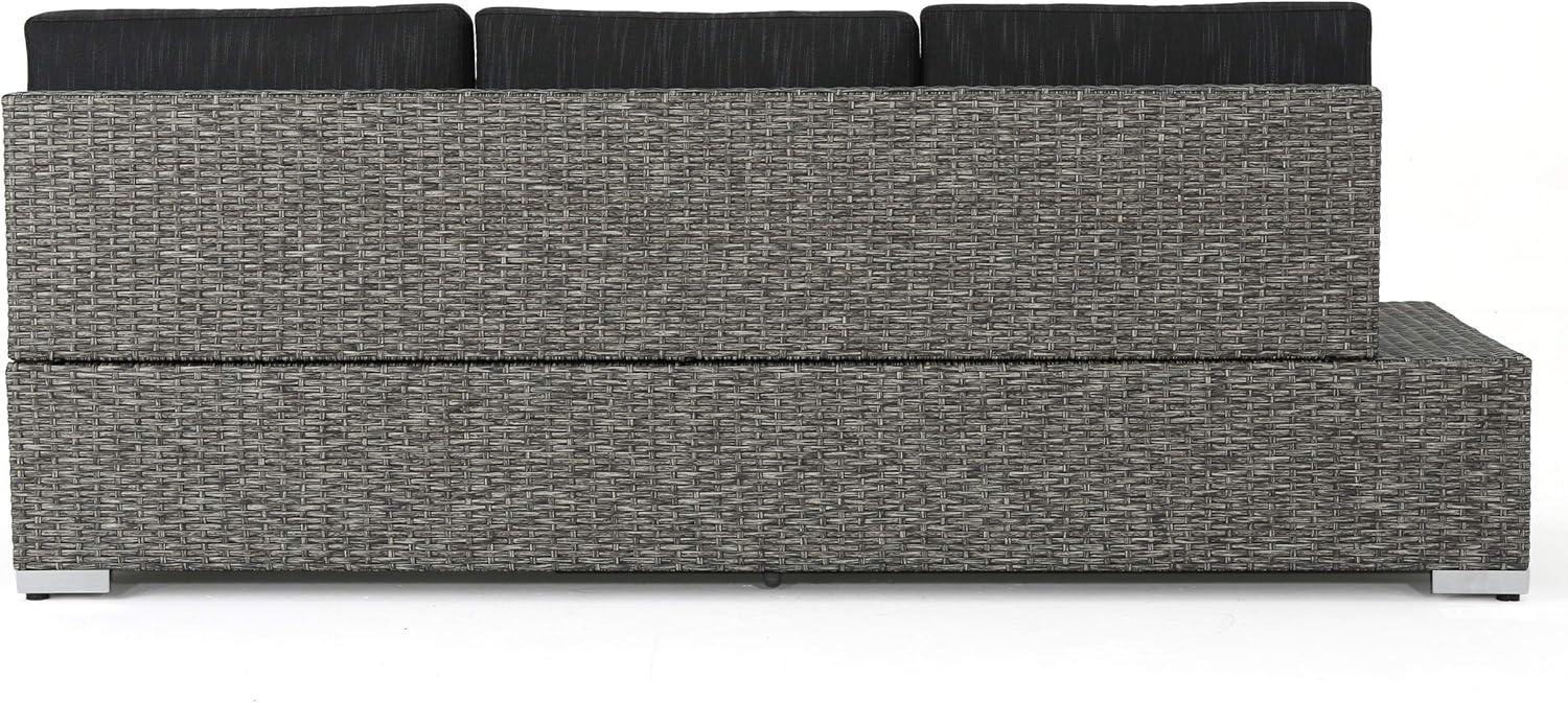 imageChristopher Knight Home Puerta Outdoor 3Seater Wicker Left Sofa Mixed Black Dark Grey Cushion