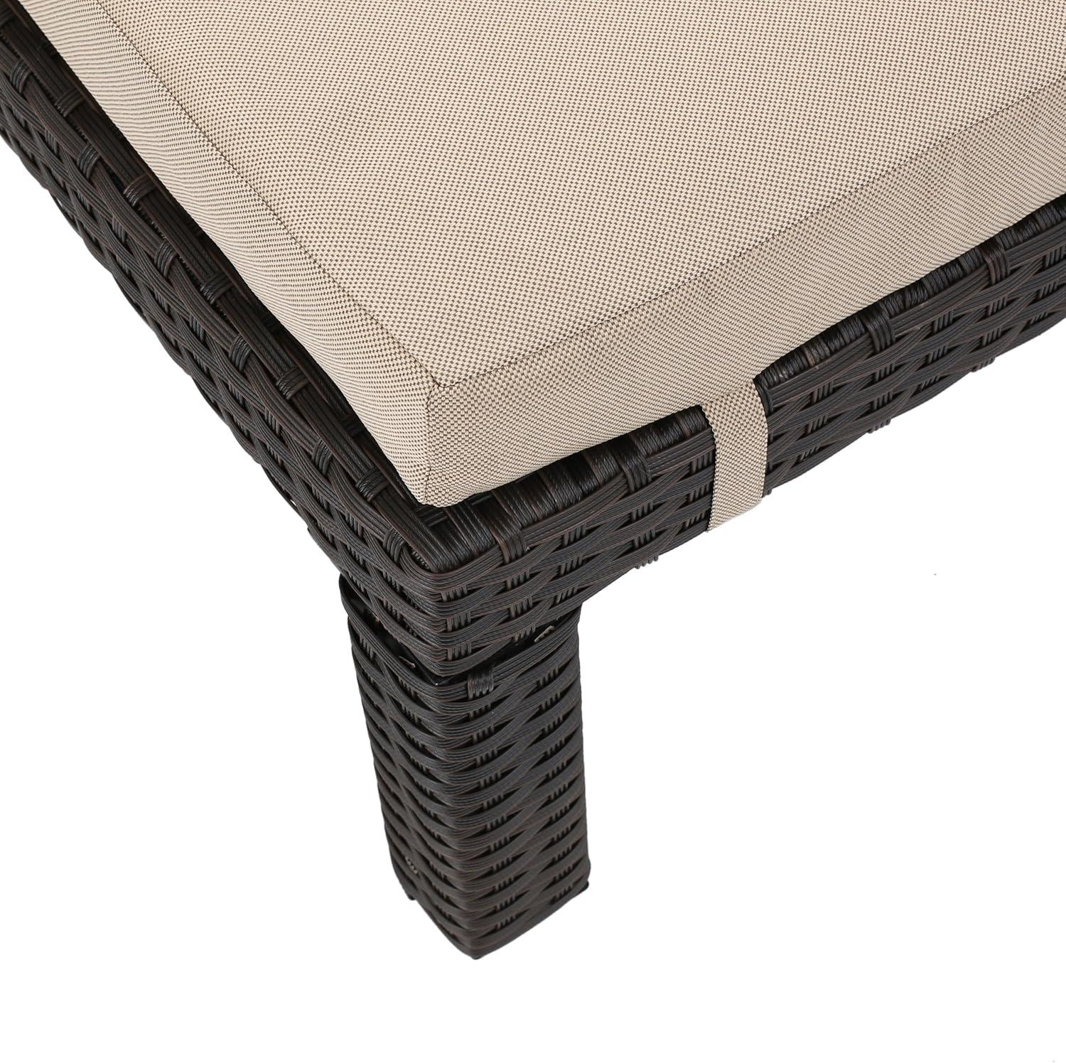 imageChristopher Knight Home Puerta Outdoor Wicker Chaise Lounges with Water Resistant Cushion 2Pcs Set Dark Brown Beige